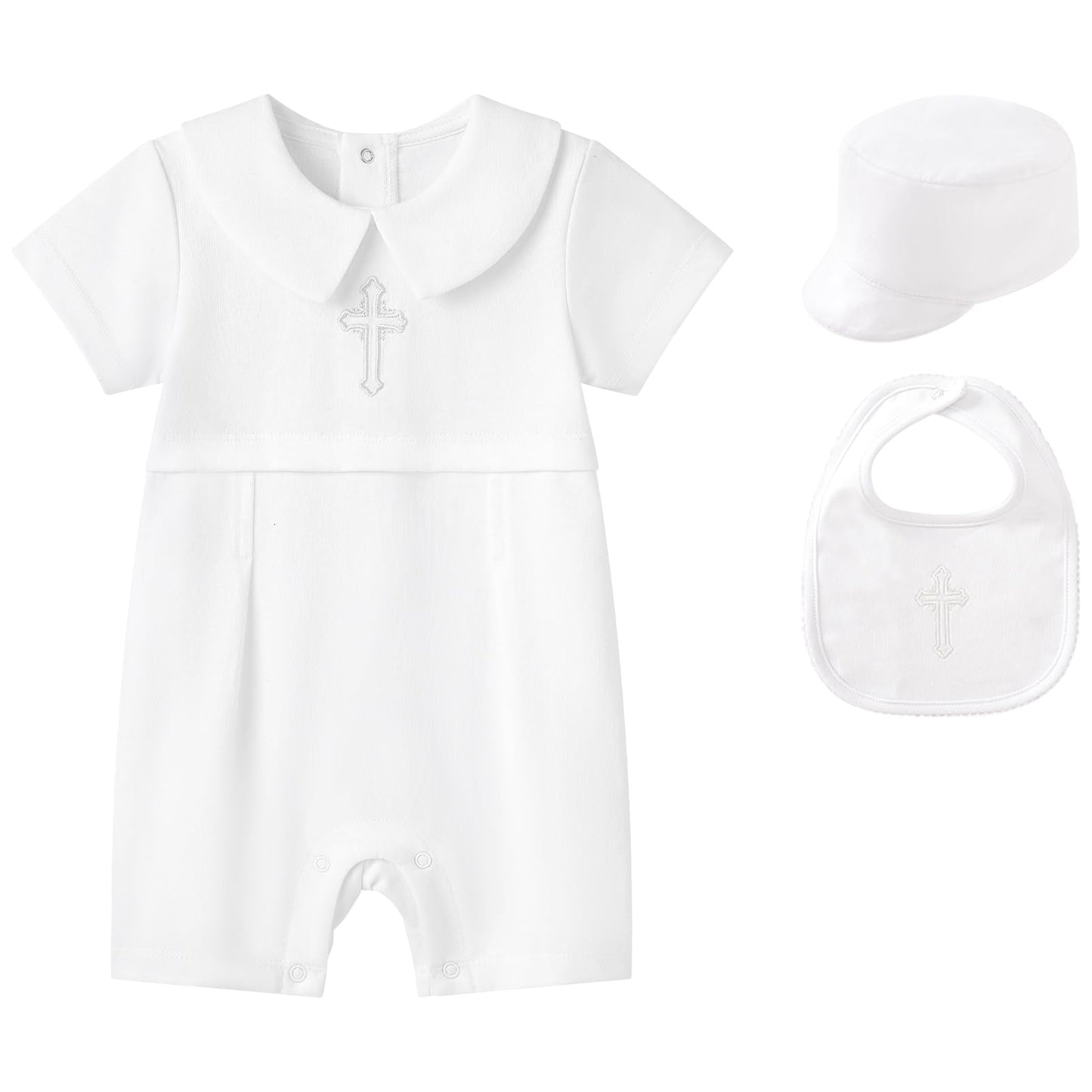 White Cross Baptism Outfit Long Sleeve