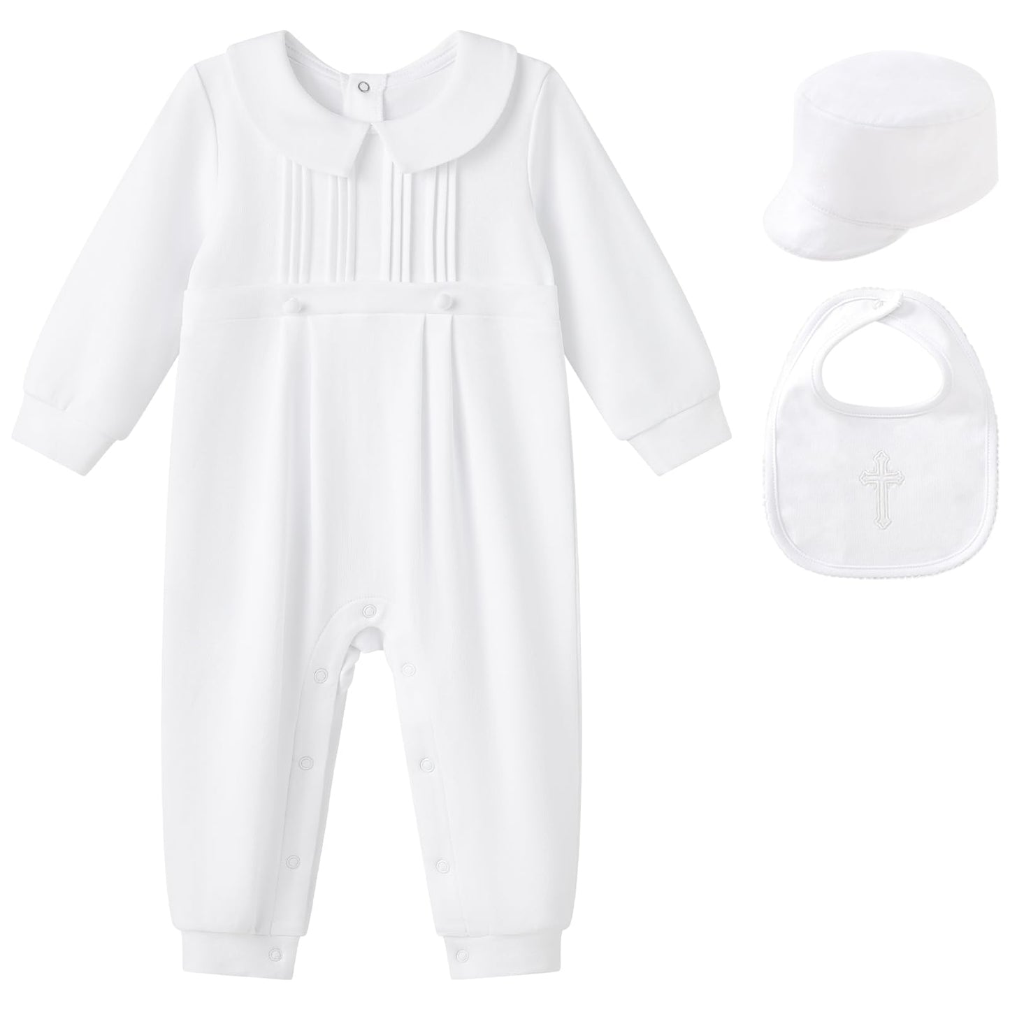 White Cross Baptism Outfit Long Sleeve