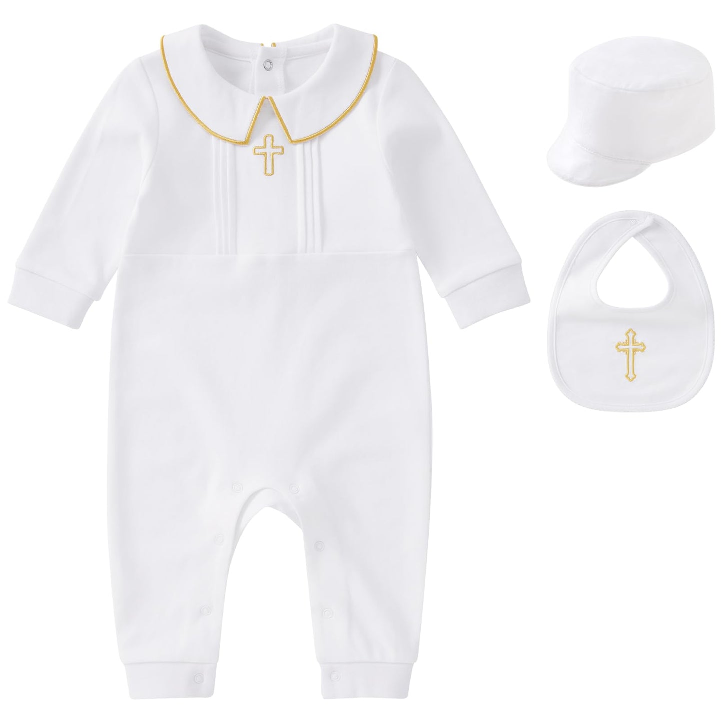 White Cross Baptism Outfit Long Sleeve