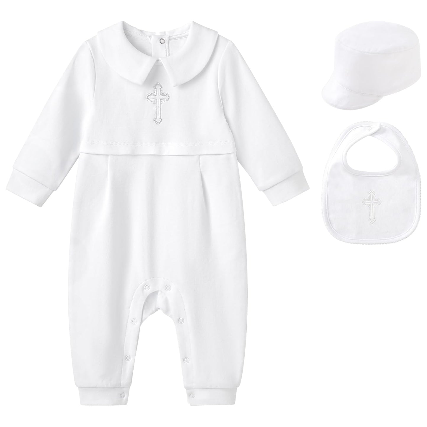 White Cross Baptism Outfit Long Sleeve