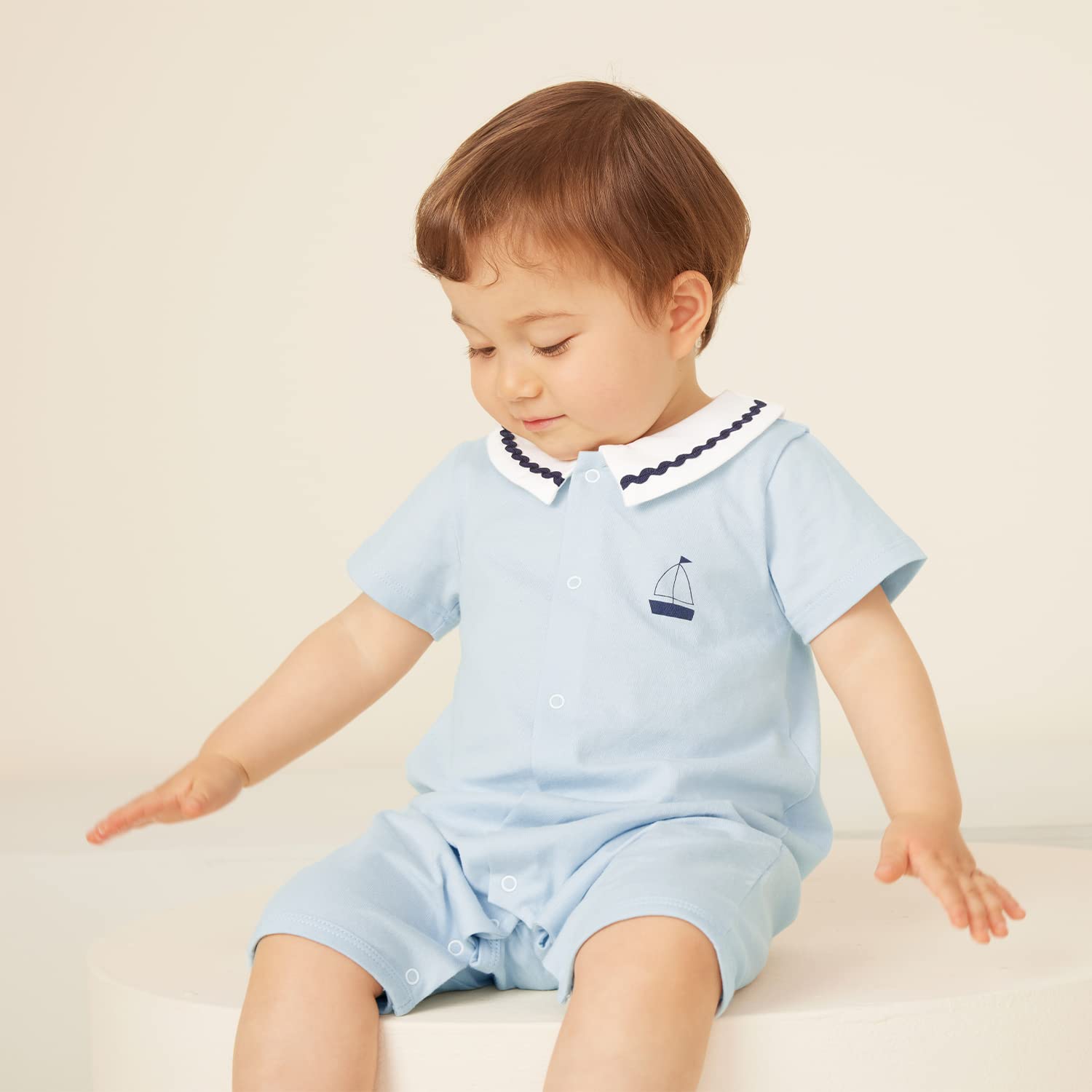 pureborn Baby Boys Girls Nautical Romper One-Piece Beach Outfit Summer Clothes 0-24 Months