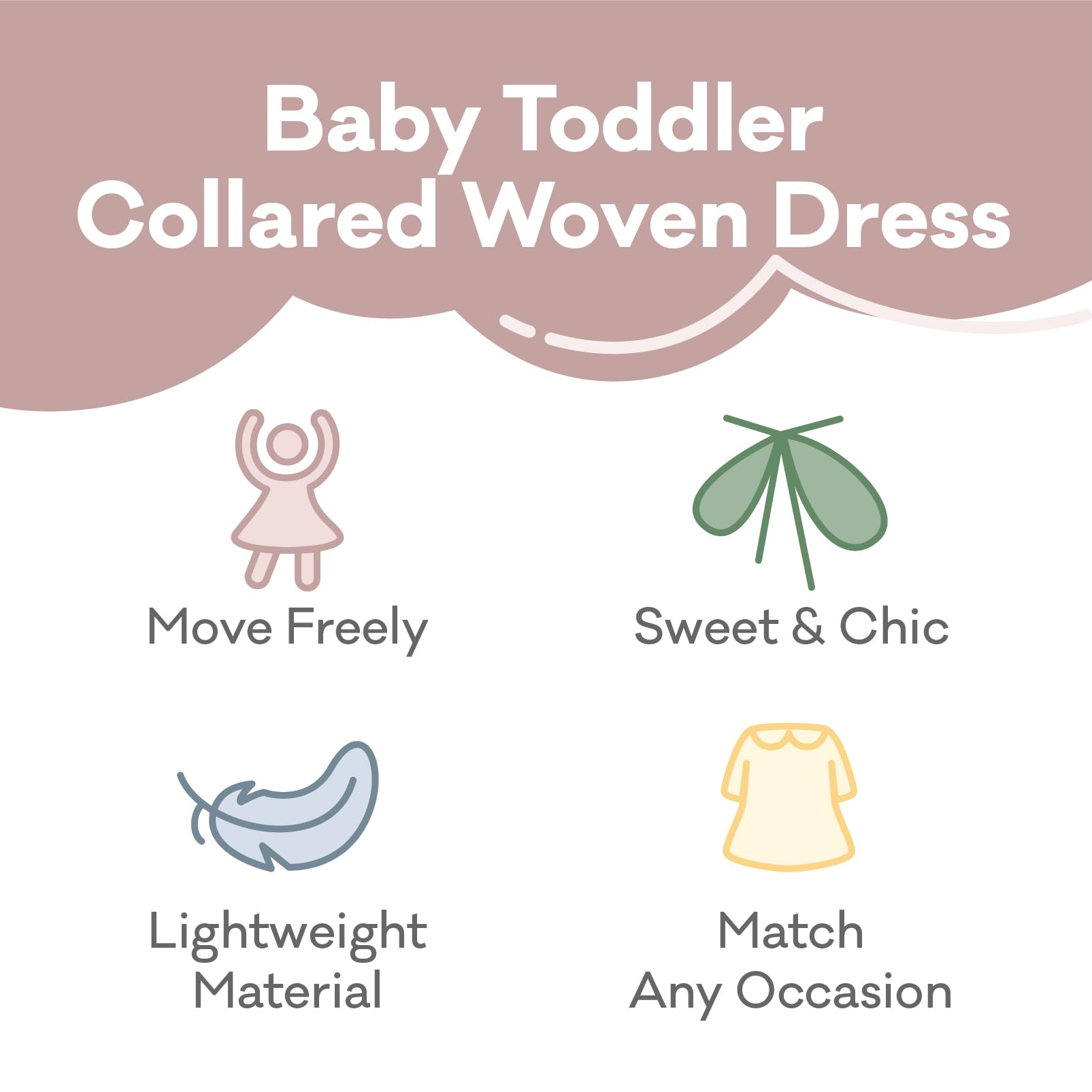 pureborn Baby Toddler Girl Woven Dress Short Sleeve Cotton Playwear Dresses 0-5T