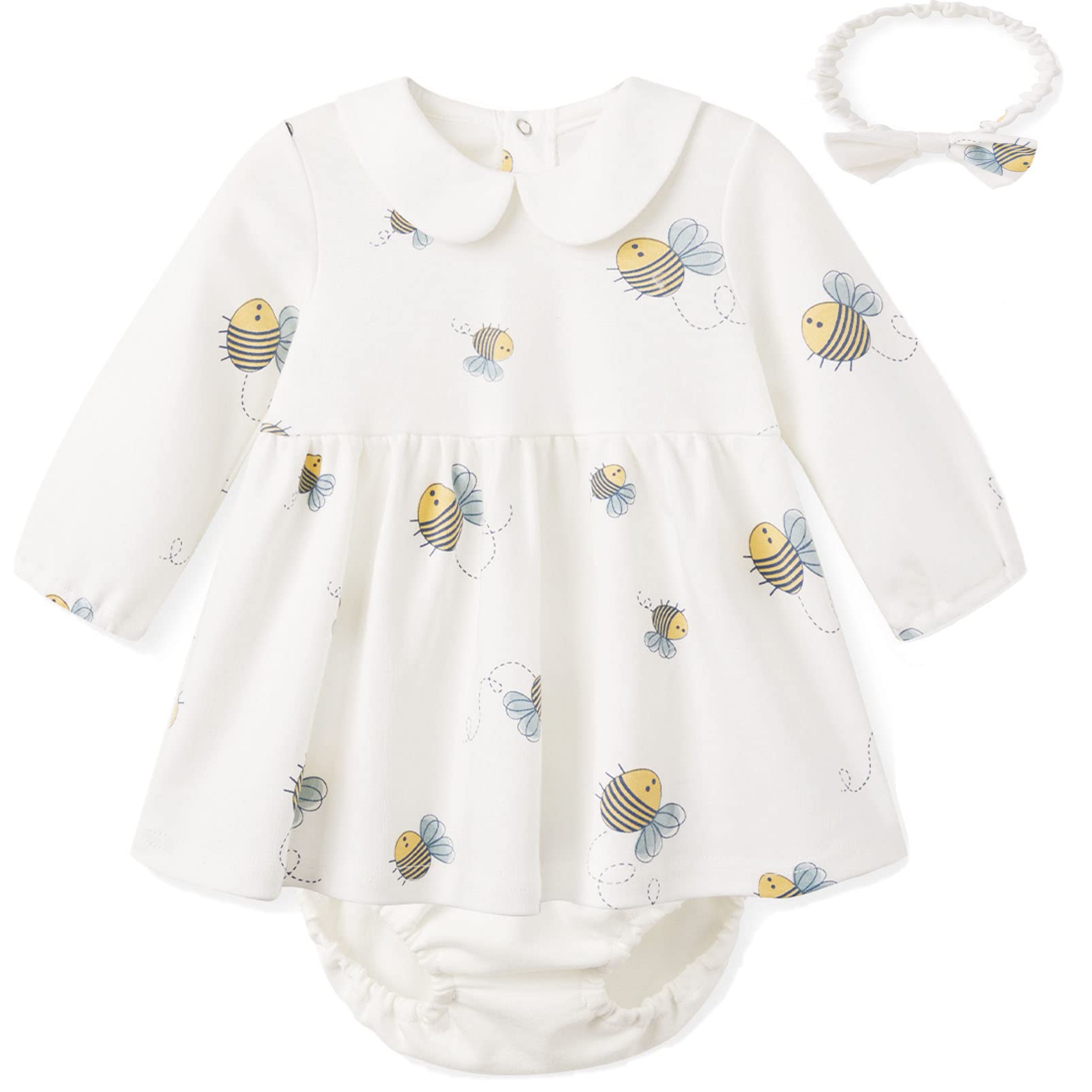 pureborn Baby Girls Dress with Bloomer Infant Girl Cotton Playwear Dress 0-24 Months