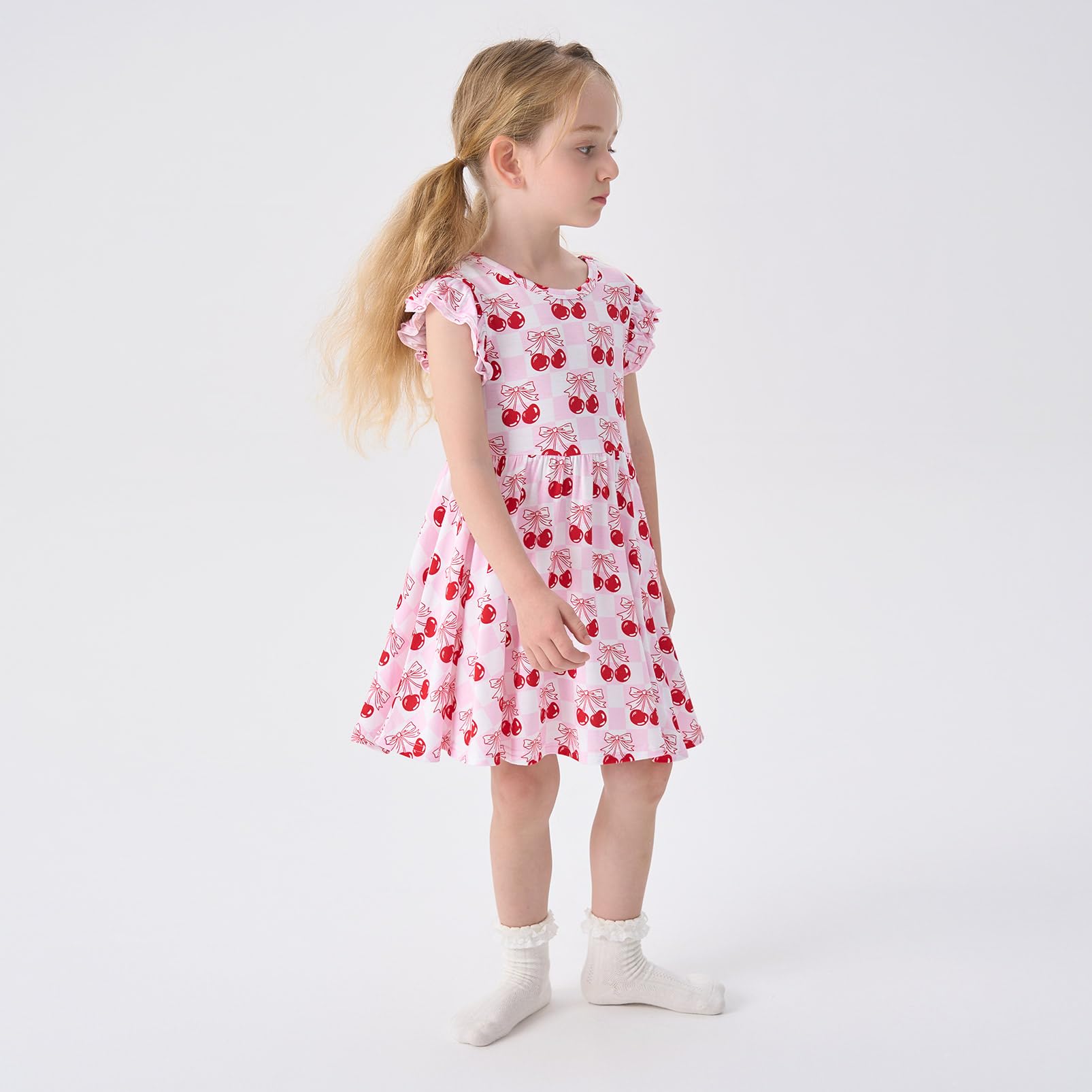 pureborn Baby Toddler Girl Viscose from Bamboo Dress Ruffled Sleeve 2-5T