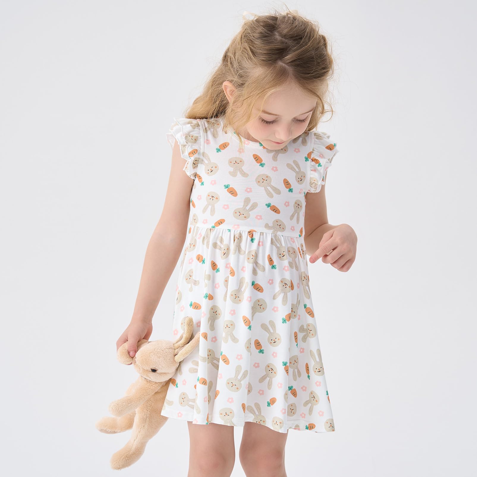 pureborn Baby Toddler Girl Viscose from Bamboo Dress Ruffled Sleeve 2-5T