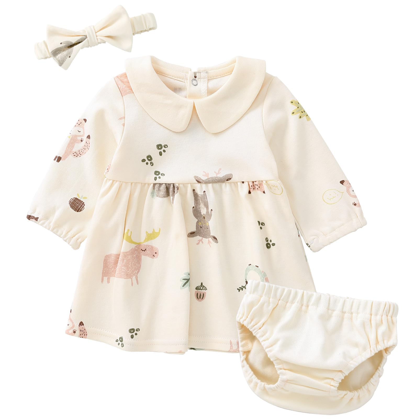 pureborn Baby Girls Dress with Bloomer Infant Girl Cotton Playwear Dress 0-24 Months