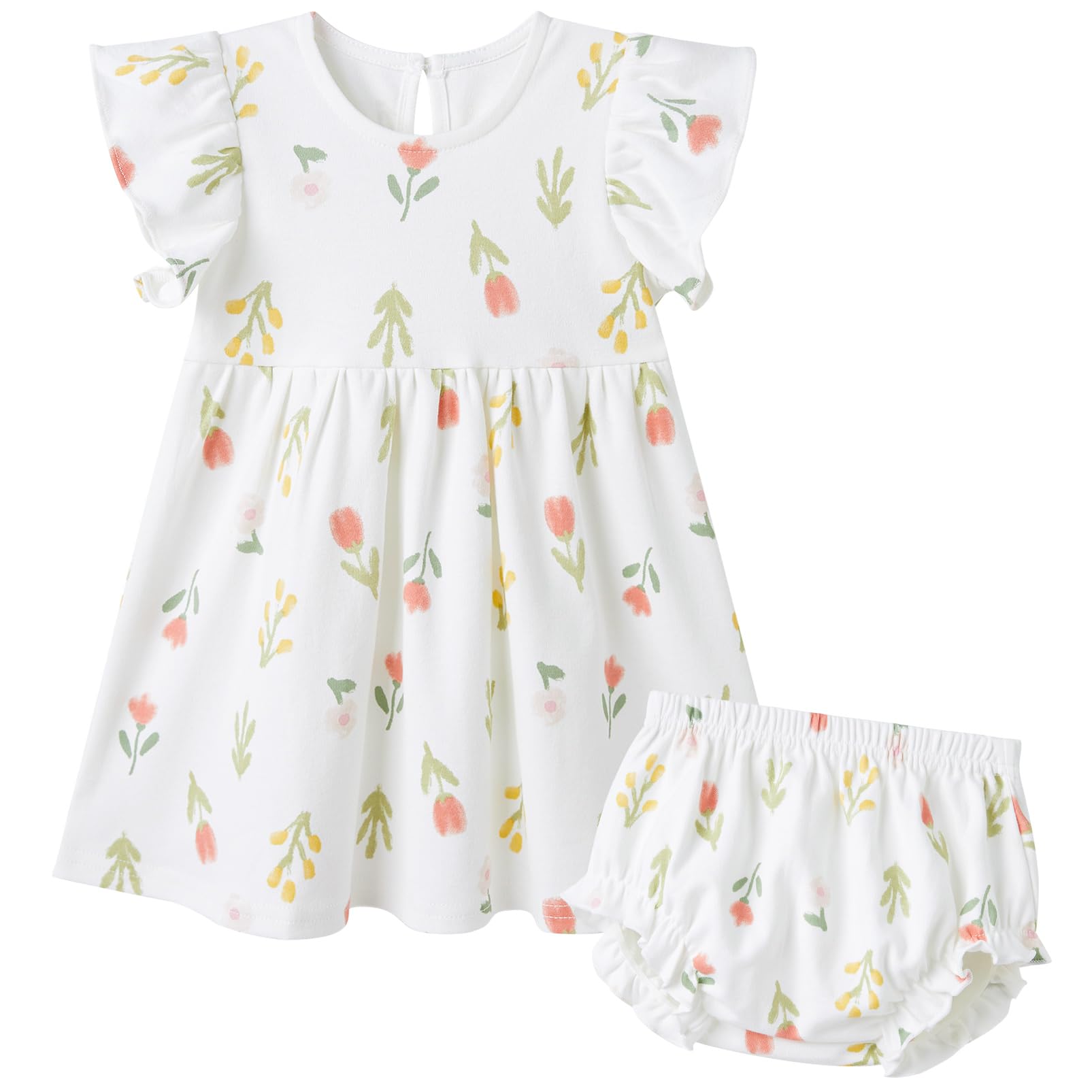 pureborn Baby Girls Dress with Bloomer Infant Girl Cotton Playwear Dress 0-24 Months