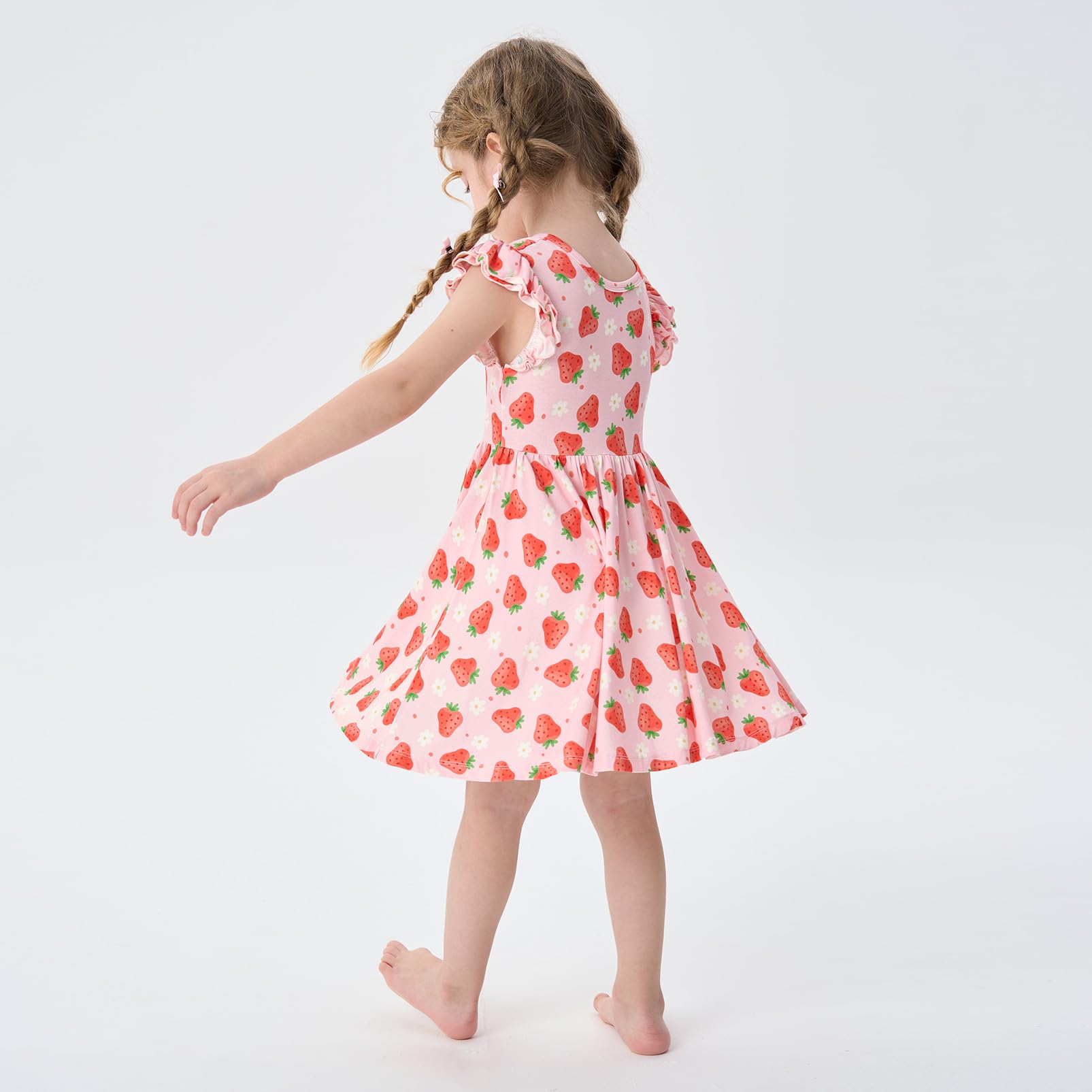 pureborn Baby Toddler Girl Viscose from Bamboo Dress Ruffled Sleeve 2-5T