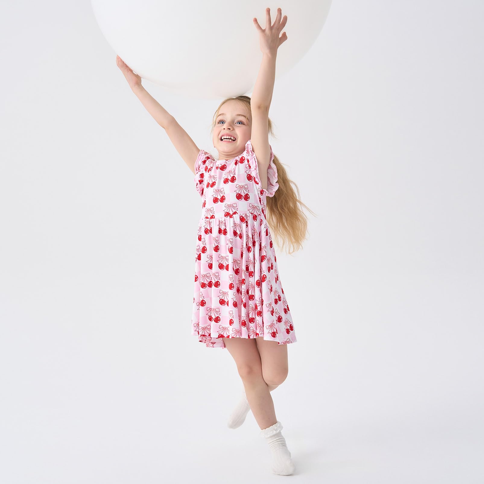 pureborn Baby Toddler Girl Viscose from Bamboo Dress Ruffled Sleeve 2-5T