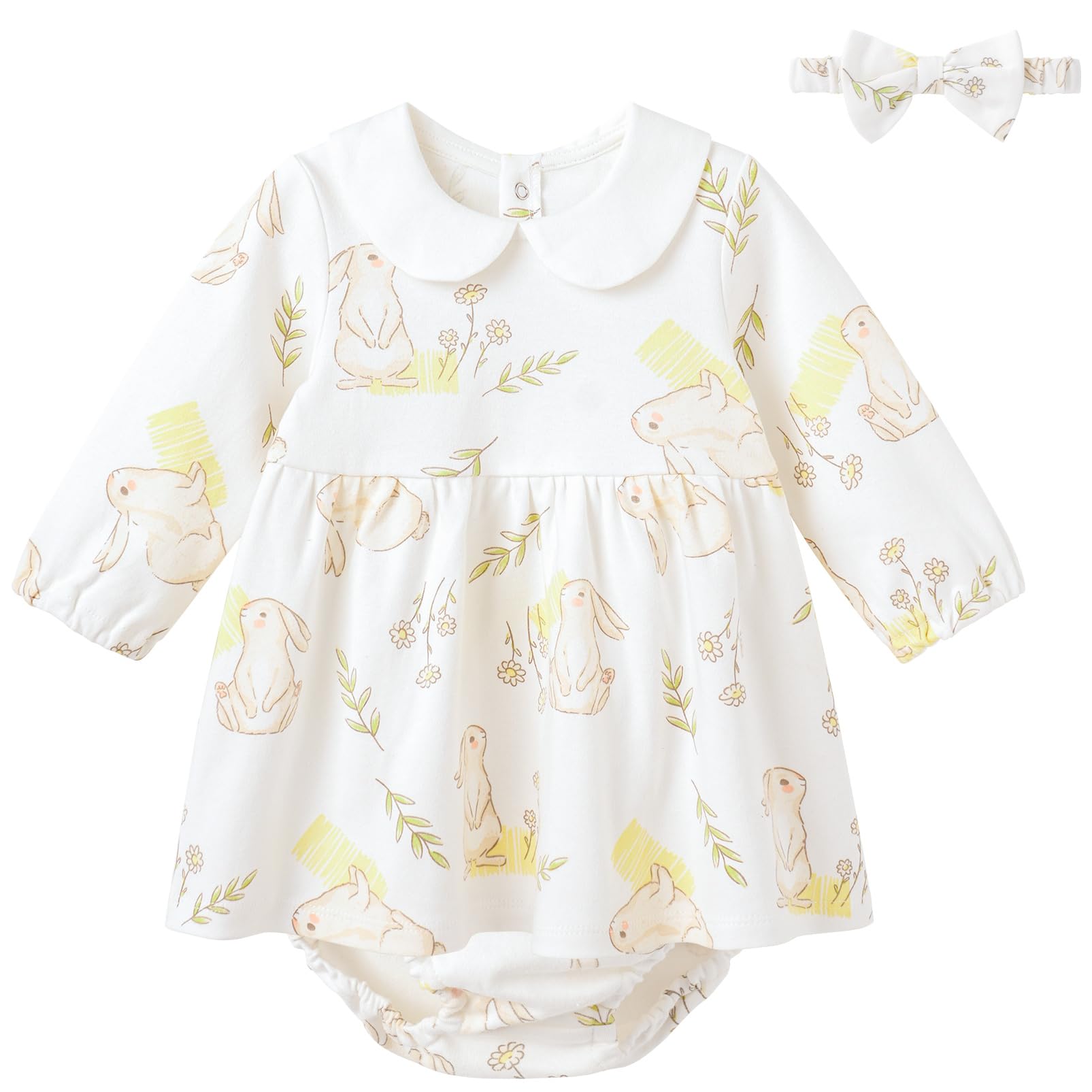 pureborn Baby Girls Dress with Bloomer Infant Girl Cotton Playwear Dress 0-24 Months