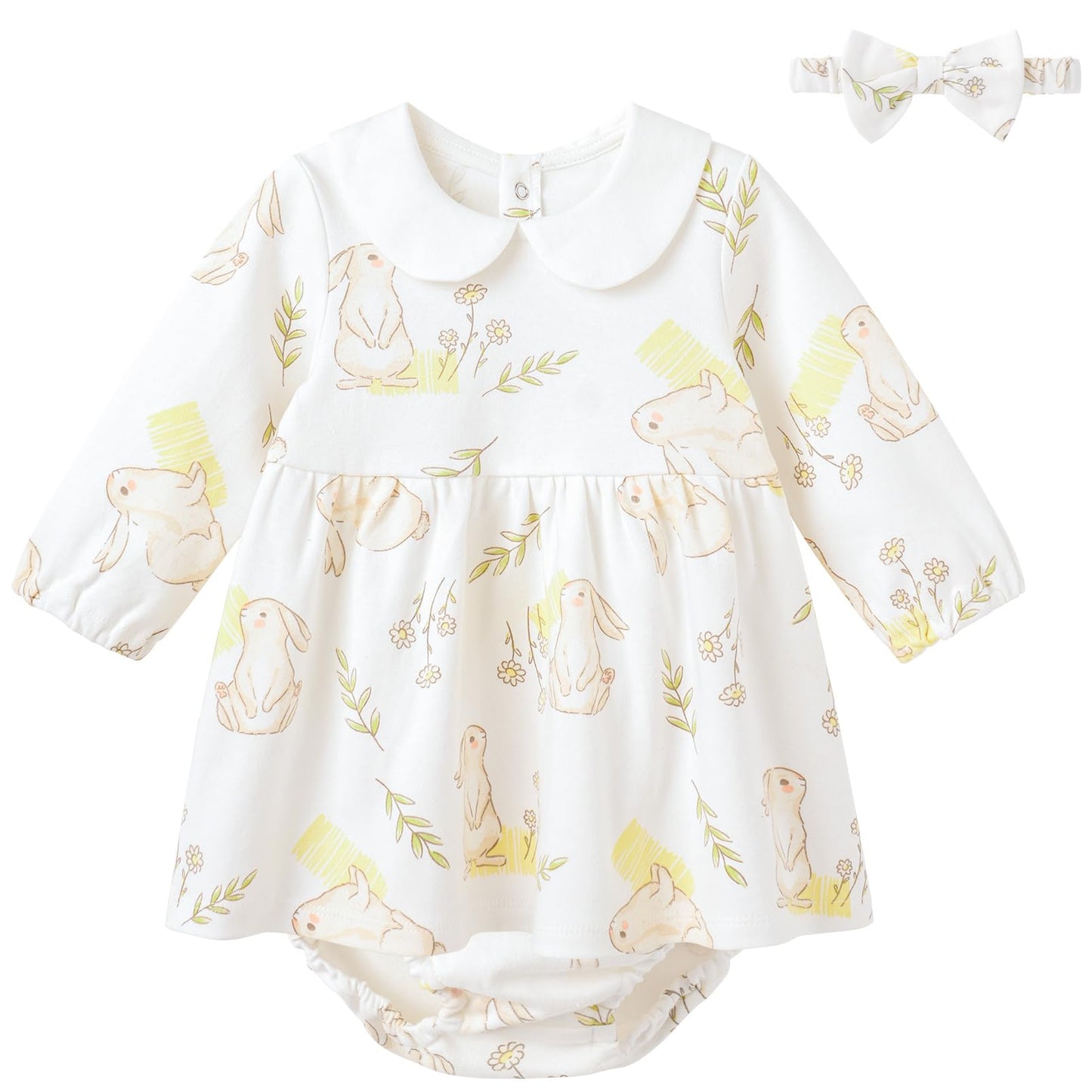 pureborn Baby Girls Dress with Bloomer Infant Girl Cotton Playwear Dress 0-24 Months