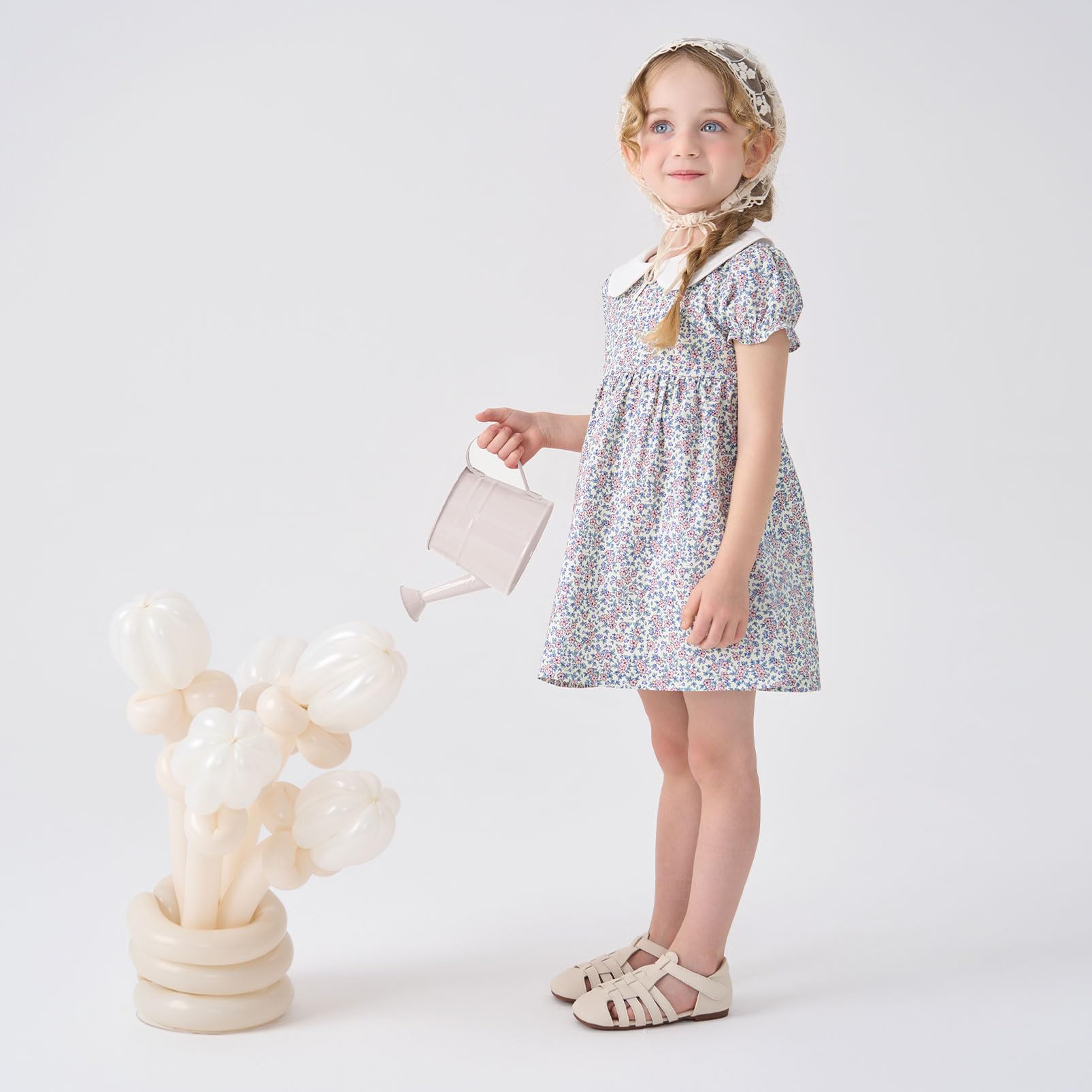 pureborn Baby Toddler Girl Woven Dress Short Sleeve Cotton Playwear Dresses 0-5T