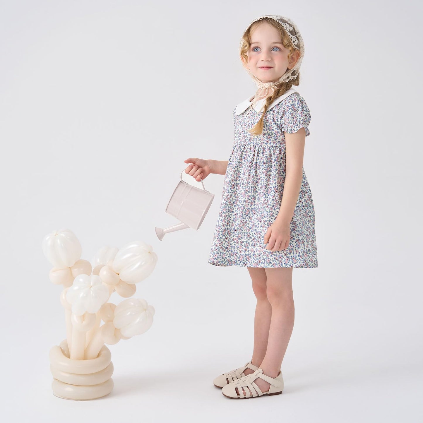 pureborn Baby Toddler Girl Woven Dress Short Sleeve Cotton Playwear Dresses 0-5T