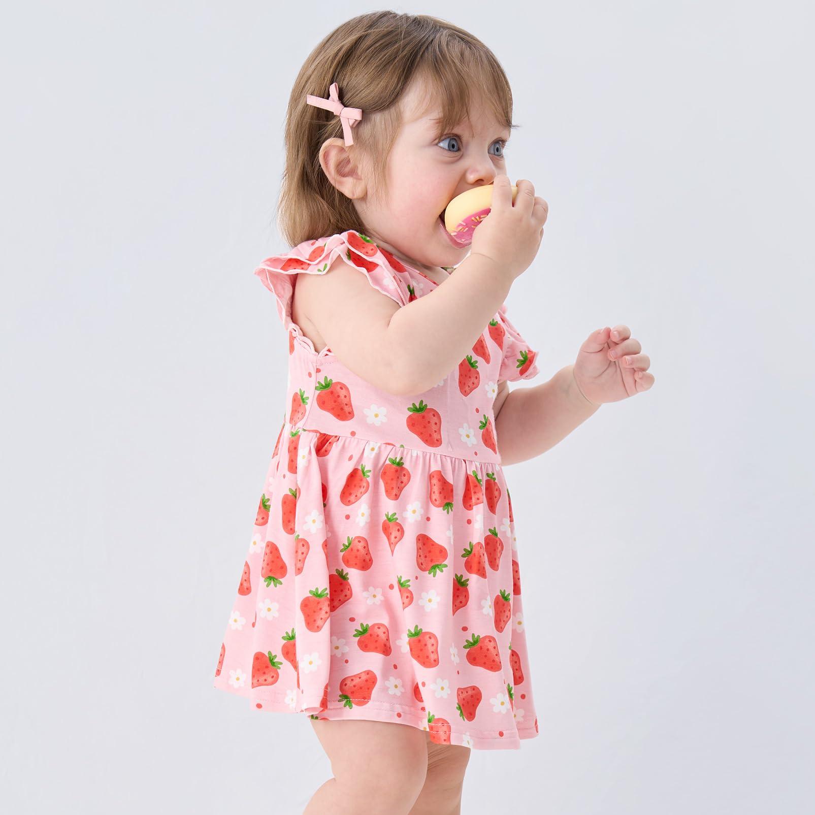 pureborn Baby GIrls Viscose from Bamboo Bodysuit Dress Ruffle Sleeve Romper Playwear Dresses 0-24M