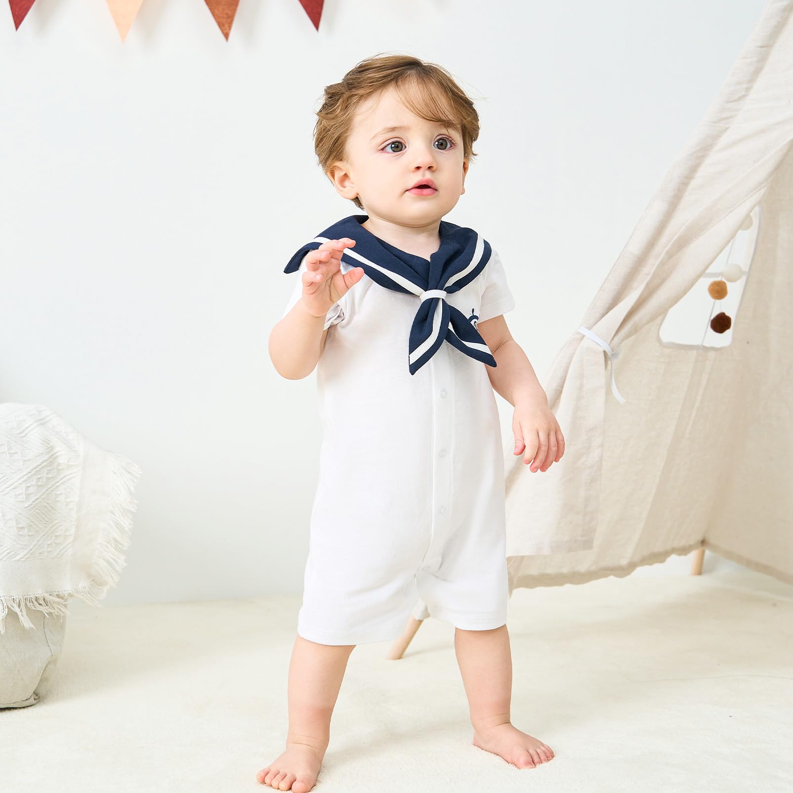 pureborn Baby Boys Girls Nautical Romper One-Piece Beach Outfit Summer Clothes 0-24 Months