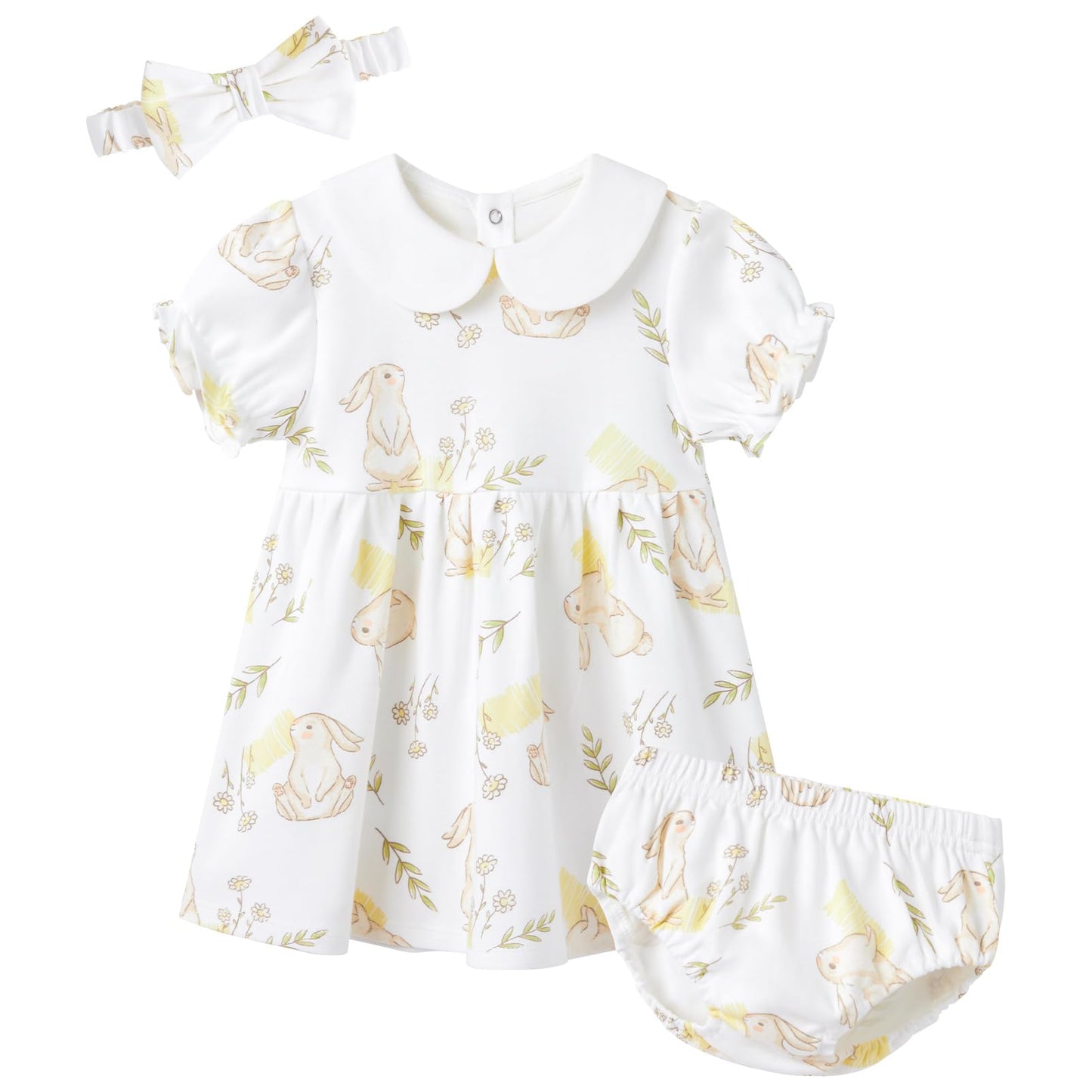 pureborn Baby Girls Dress with Bloomer Infant Girl Cotton Playwear Dress 0-24 Months
