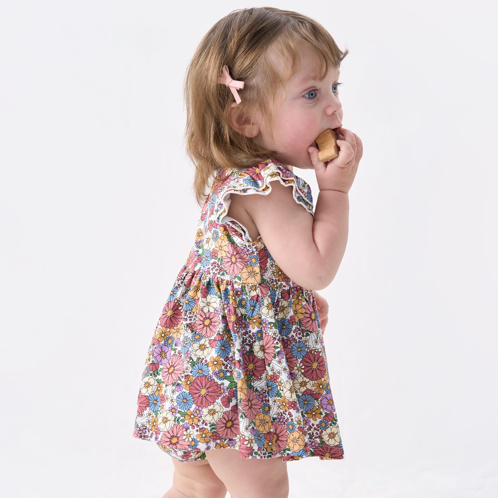 pureborn Baby GIrls Viscose from Bamboo Bodysuit Dress Ruffle Sleeve Romper Playwear Dresses 0-24M