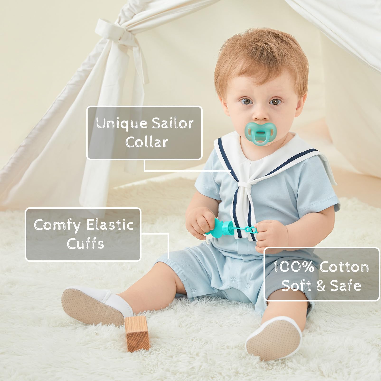 pureborn Baby Boys Girls Nautical Romper One-Piece Beach Outfit Summer Clothes 0-24 Months