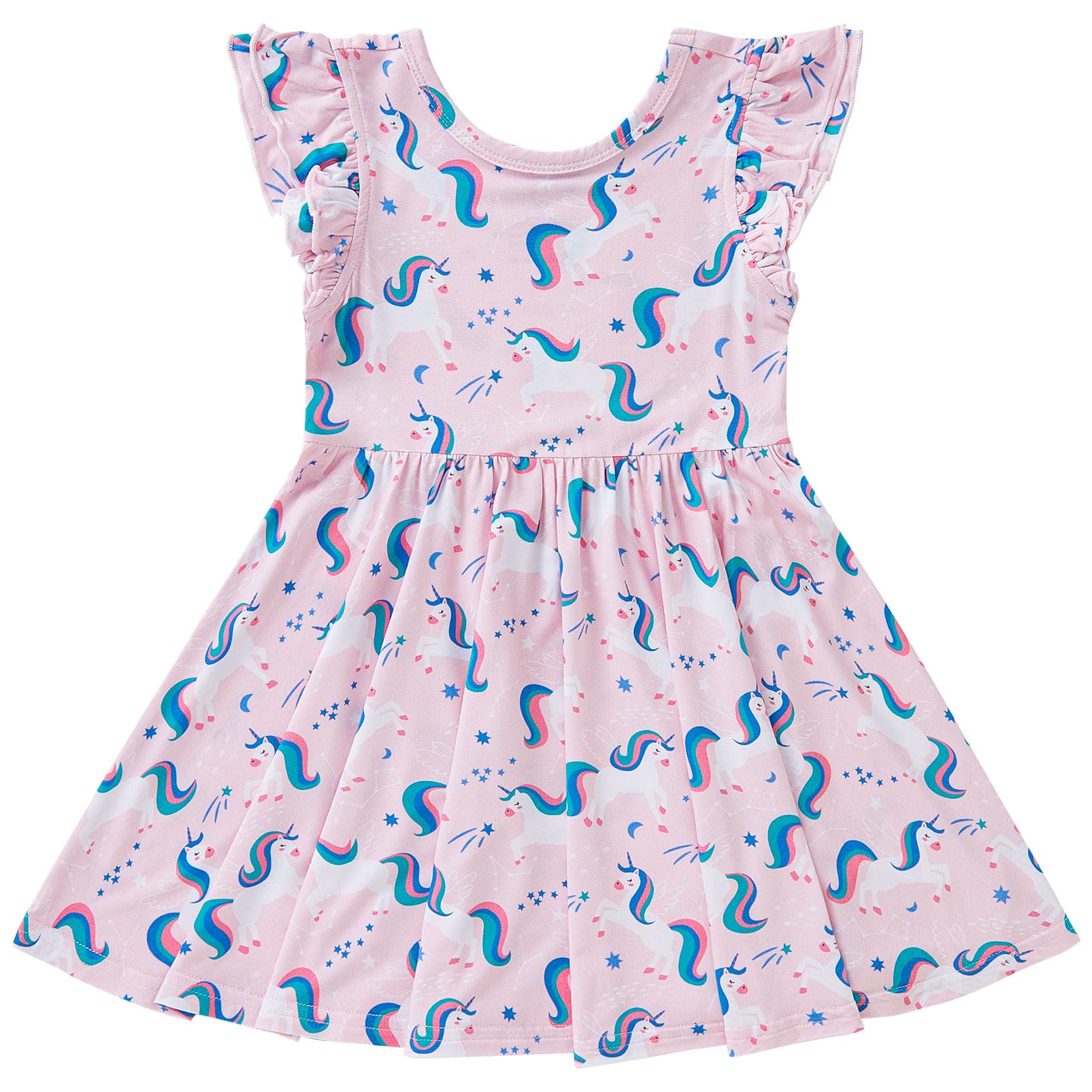 pureborn Baby Toddler Girl Viscose from Bamboo Dress Ruffled Sleeve 2-5T