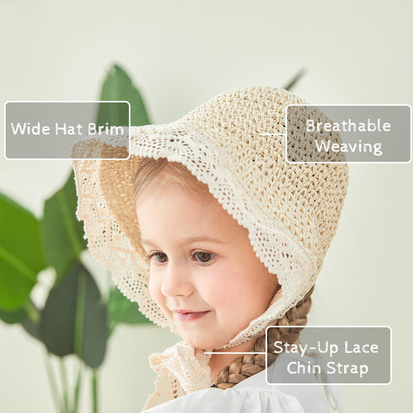 pureborn Baby Toddler Girls Straw Sun Hat Summer Beach Hat