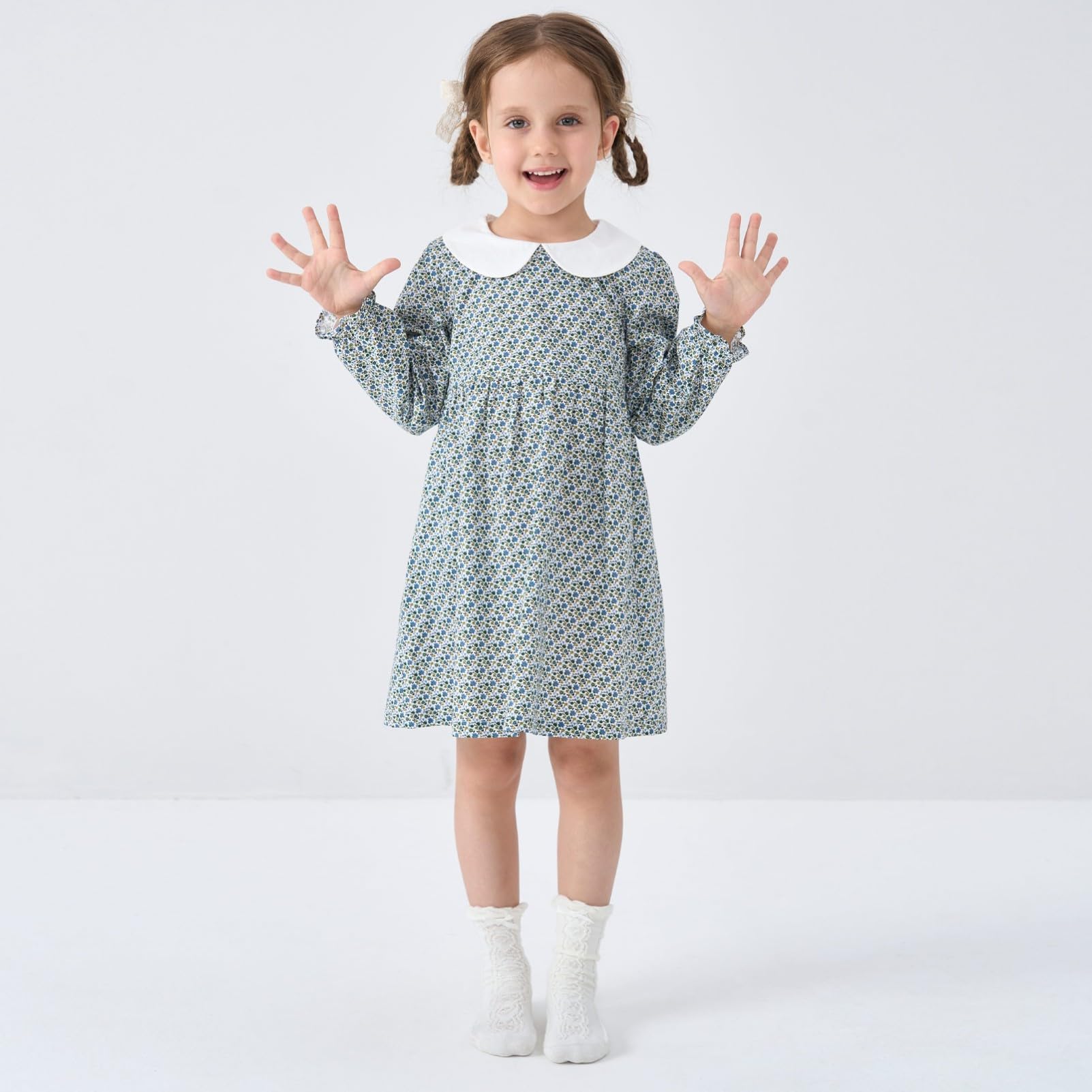 pureborn Baby Toddler Girls Woven Dress Long Sleeve Playwear Dresses 12Months-5Years