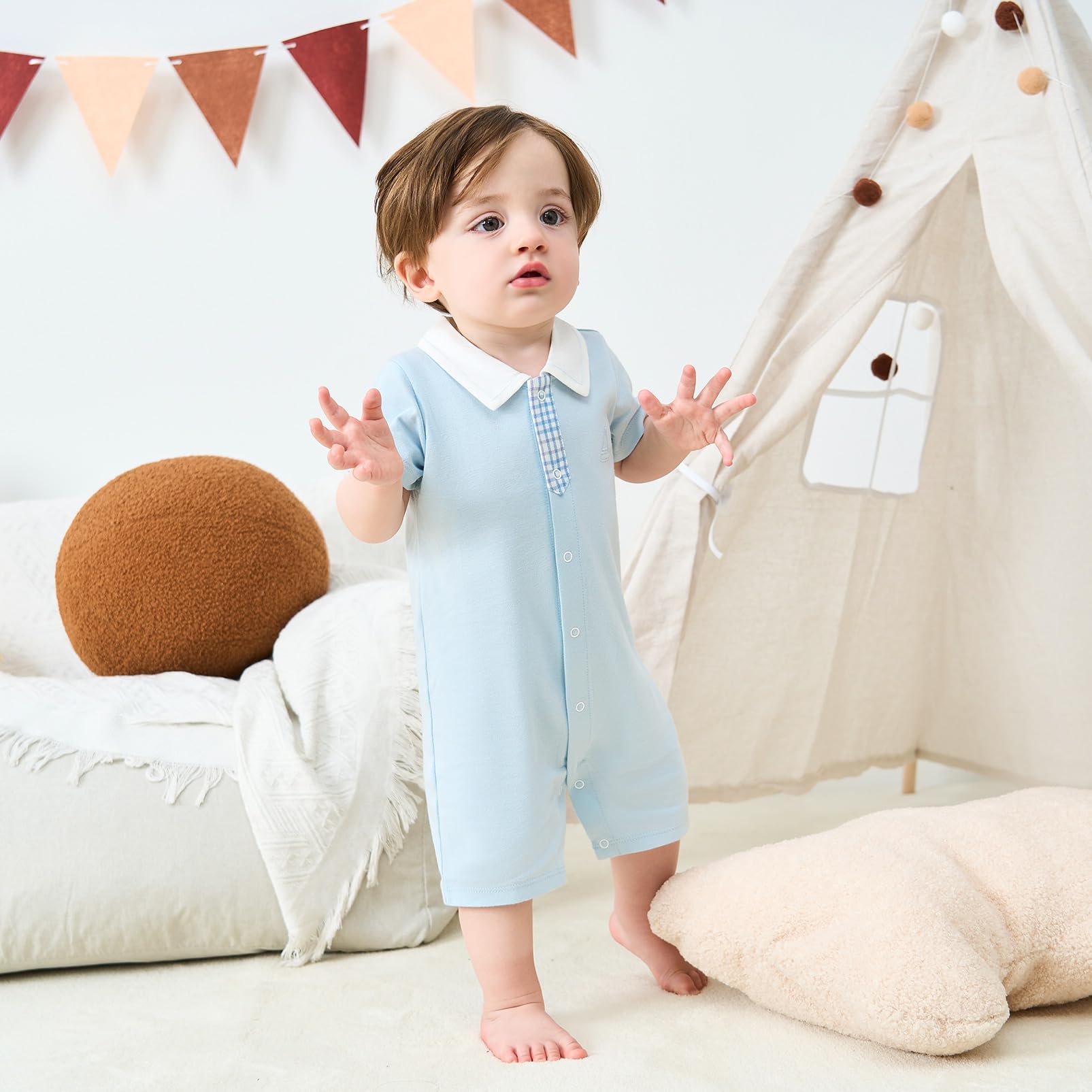 pureborn Baby Boys Girls Nautical Romper One-Piece Beach Outfit Summer Clothes 0-24 Months