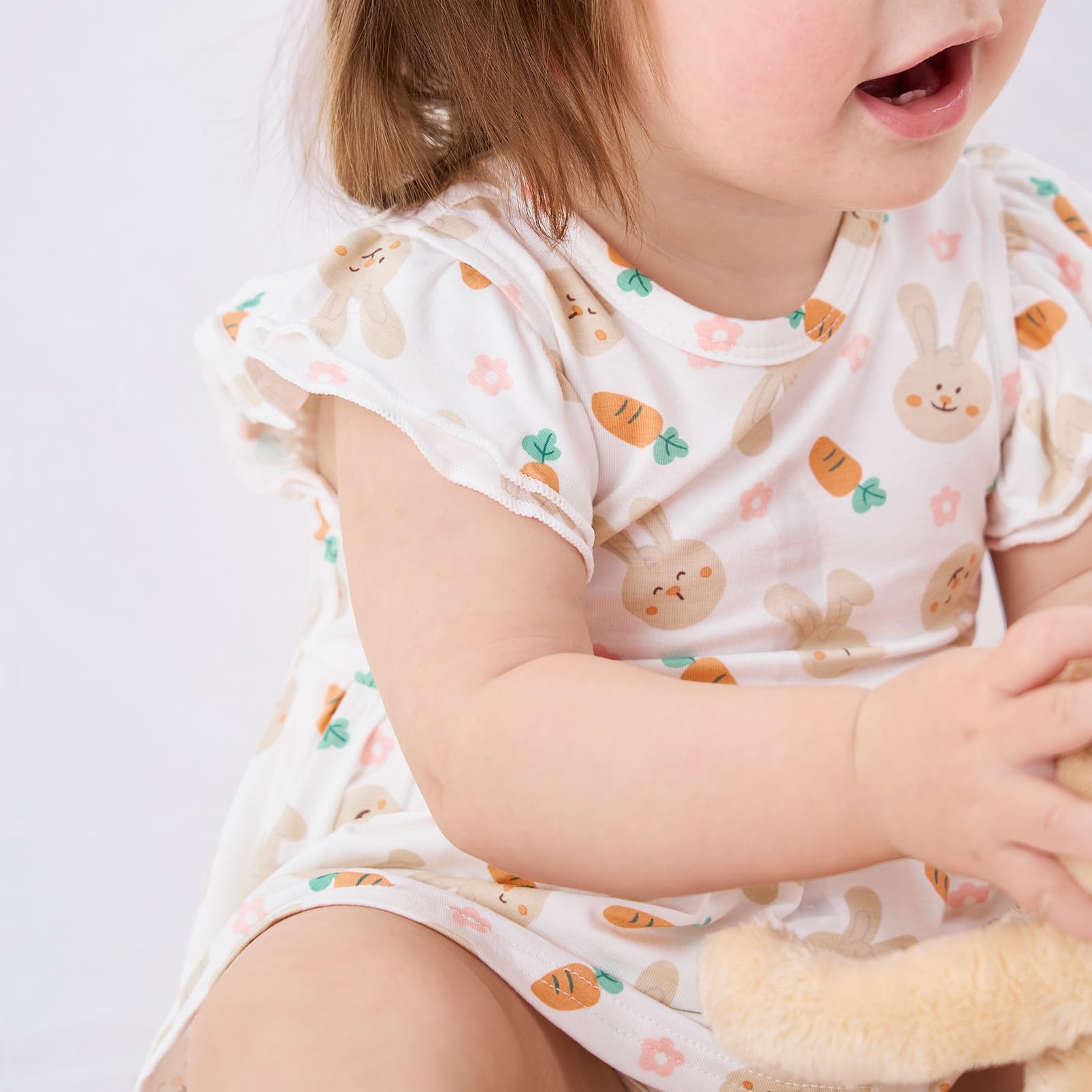 pureborn Baby GIrls Viscose from Bamboo Bodysuit Dress Ruffle Sleeve Romper Playwear Dresses 0-24M