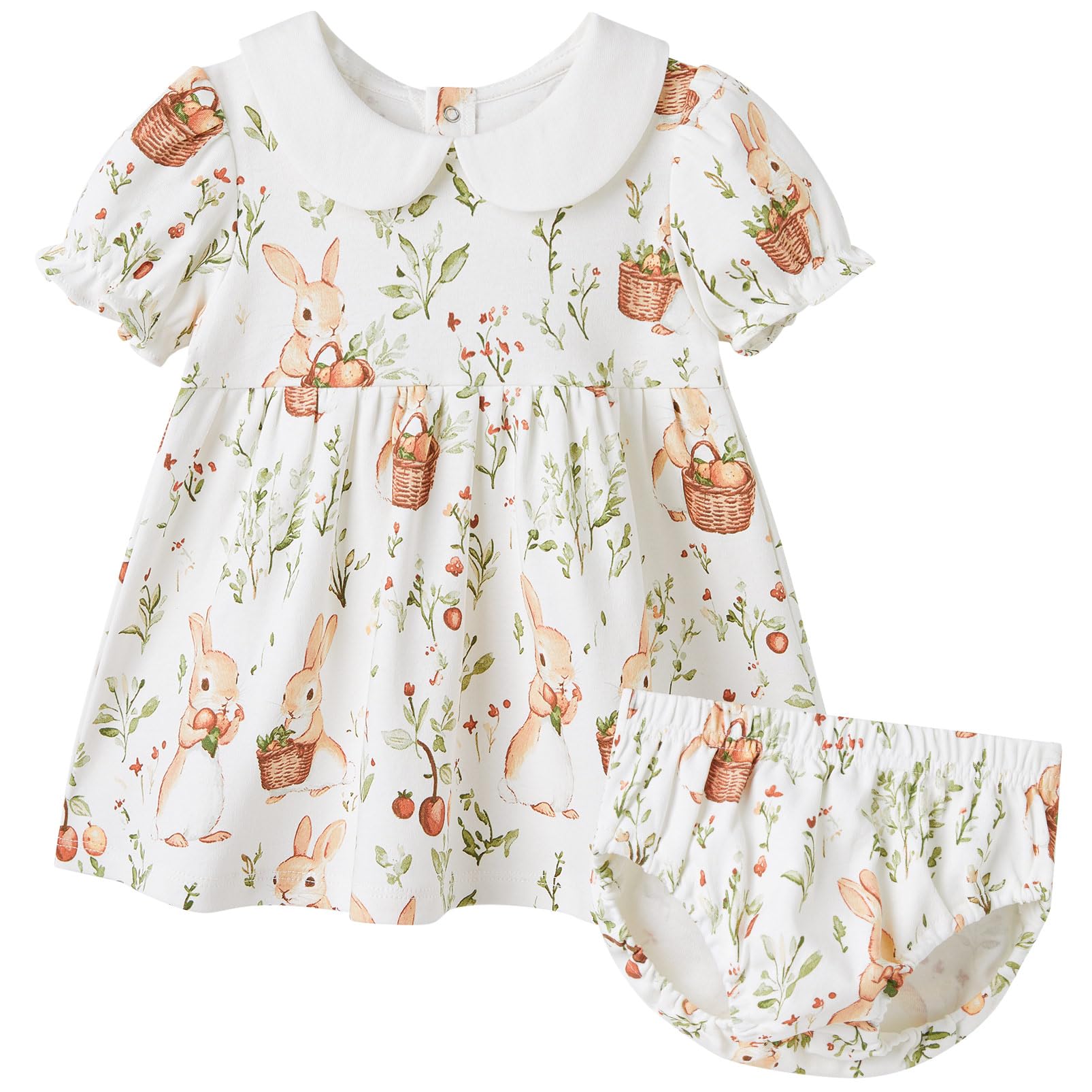 pureborn Baby Girls Dress with Bloomer Infant Girl Cotton Playwear Dress 0-24 Months