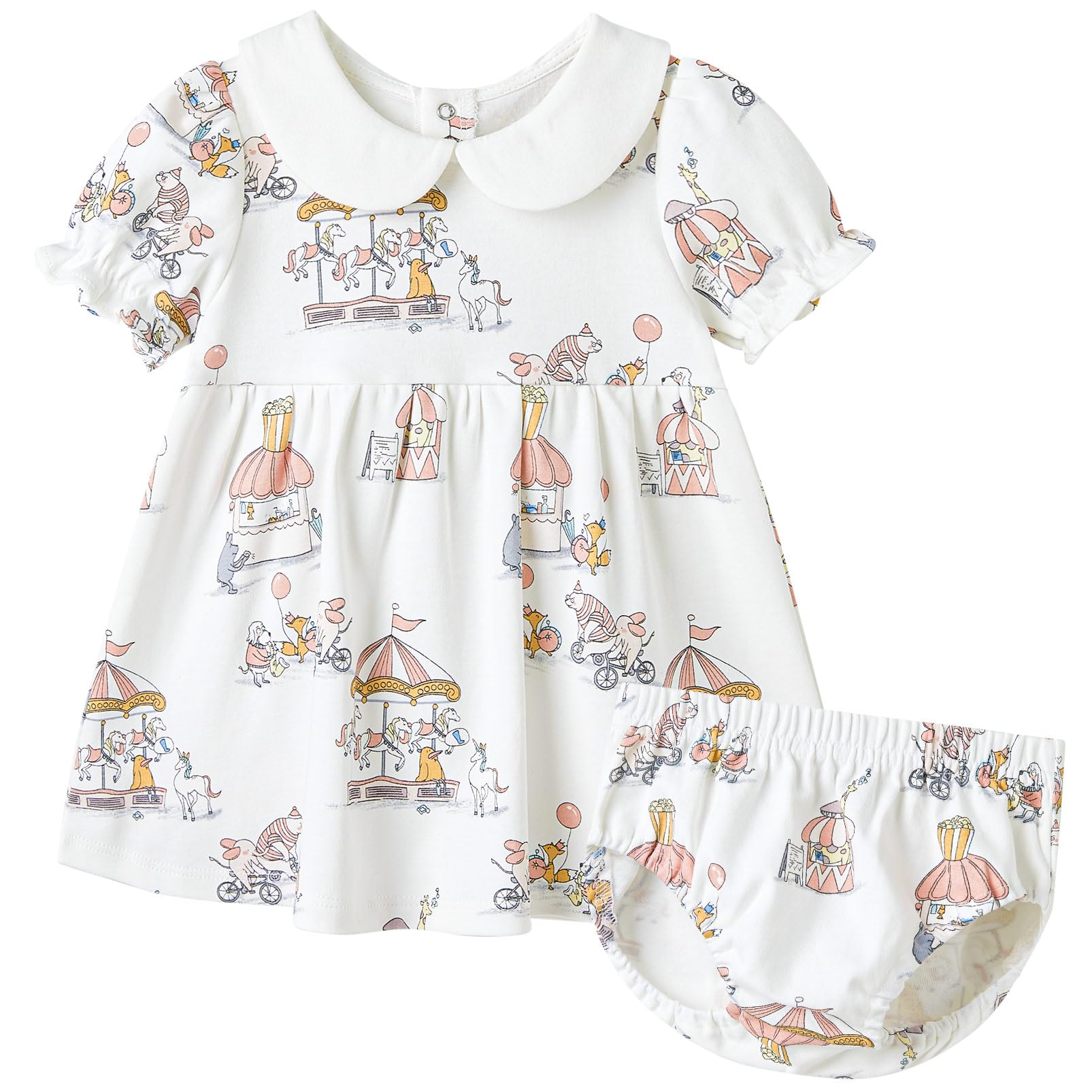 pureborn Baby Girls Dress with Bloomer Infant Girl Cotton Playwear Dress 0-24 Months