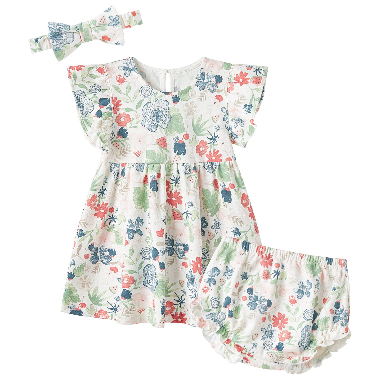 pureborn Baby Girls Dress with Bloomer Infant Girl Cotton Playwear Dress 0-24 Months