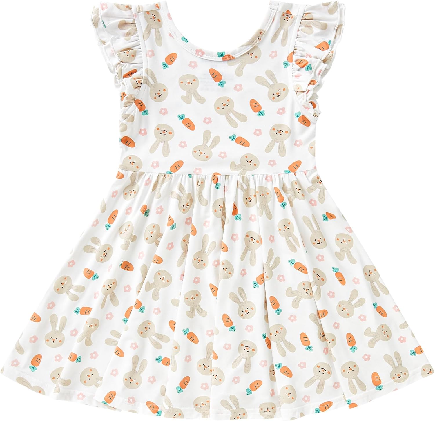 pureborn Baby Toddler Girl Viscose from Bamboo Dress Ruffled Sleeve 2-5T