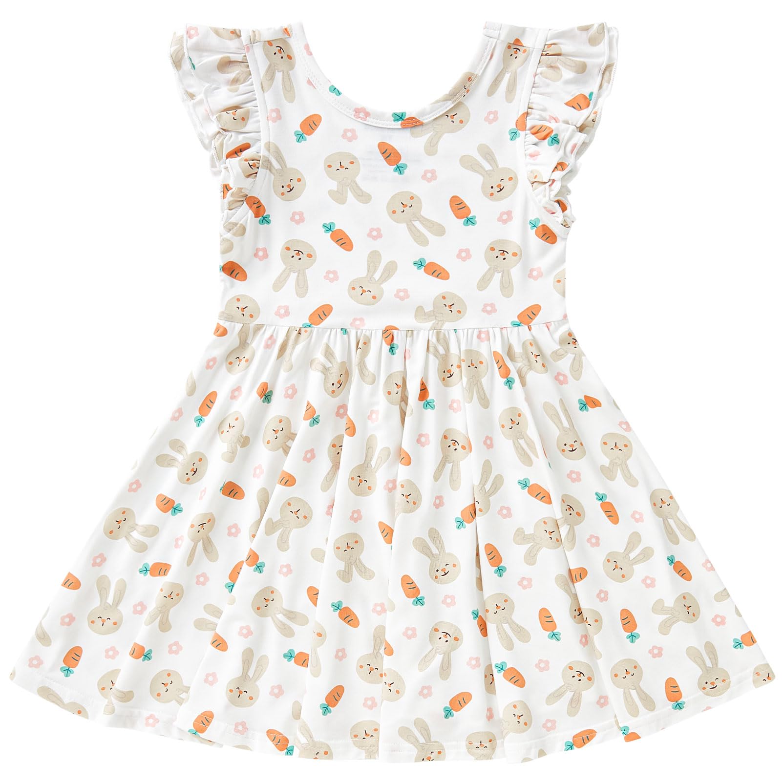 pureborn Baby Toddler Girl Viscose from Bamboo Dress Ruffled Sleeve 2-5T