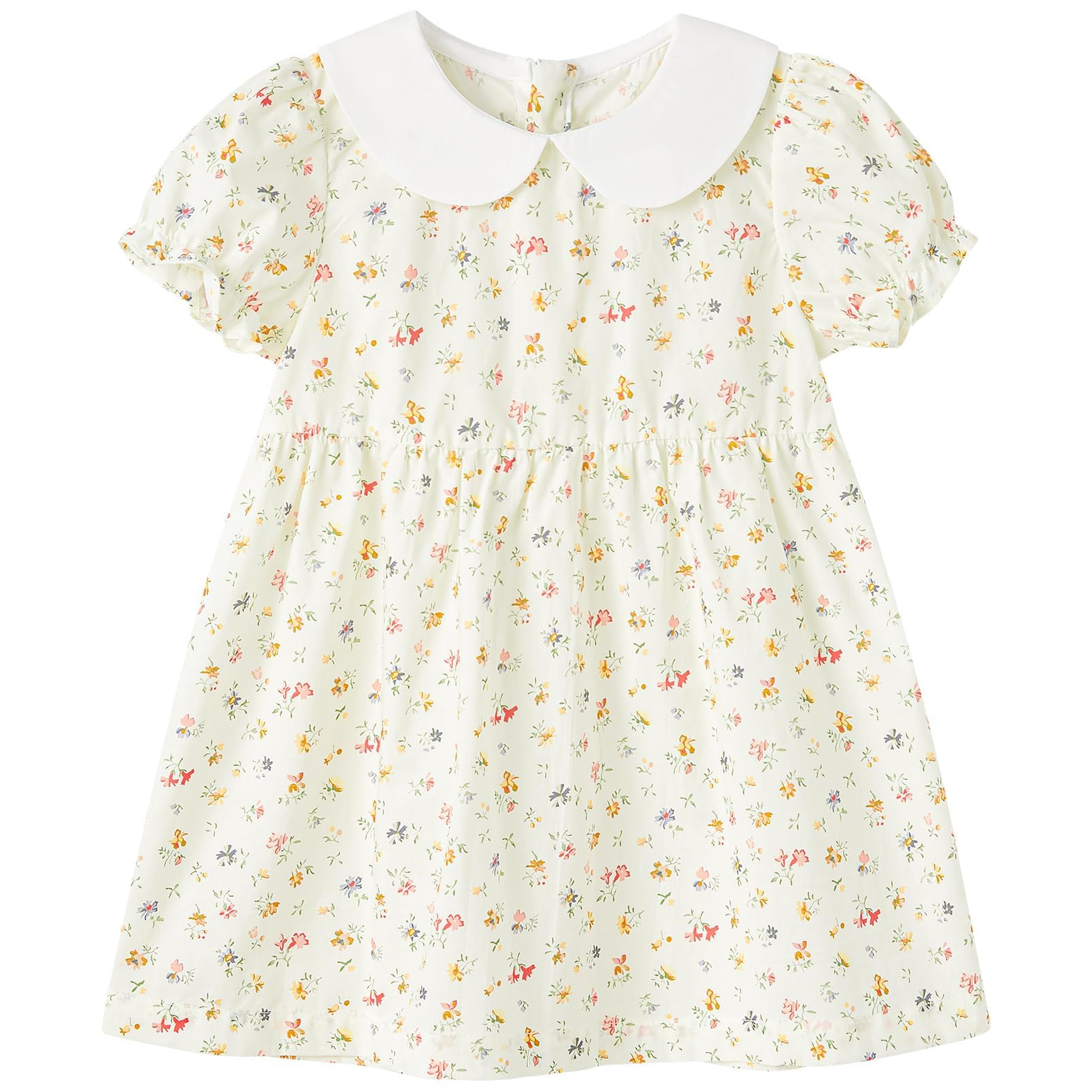 pureborn Baby Toddler Girl Woven Dress Short Sleeve Cotton Playwear Dresses 0-5T