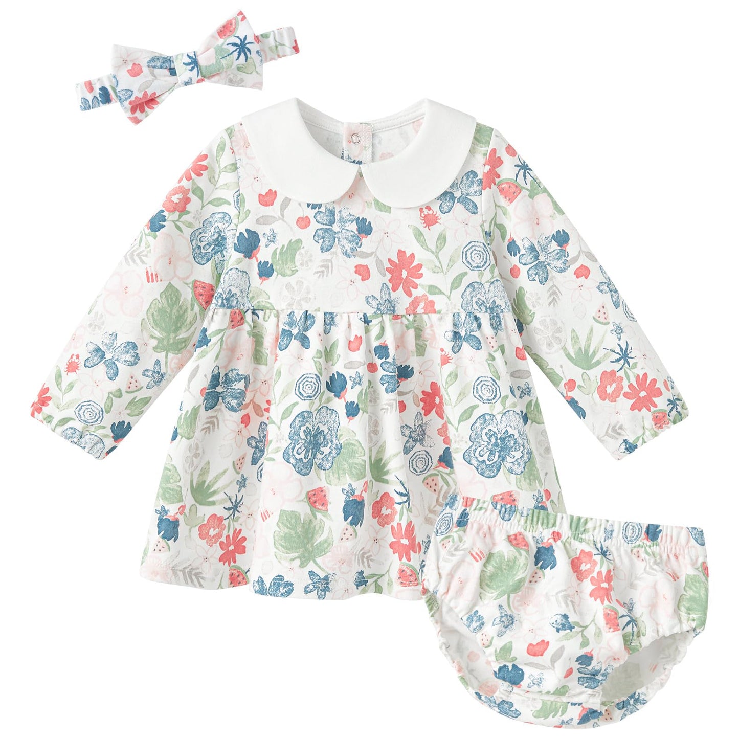 pureborn Baby Girls Dress with Bloomer Infant Girl Cotton Playwear Dress 0-24 Months