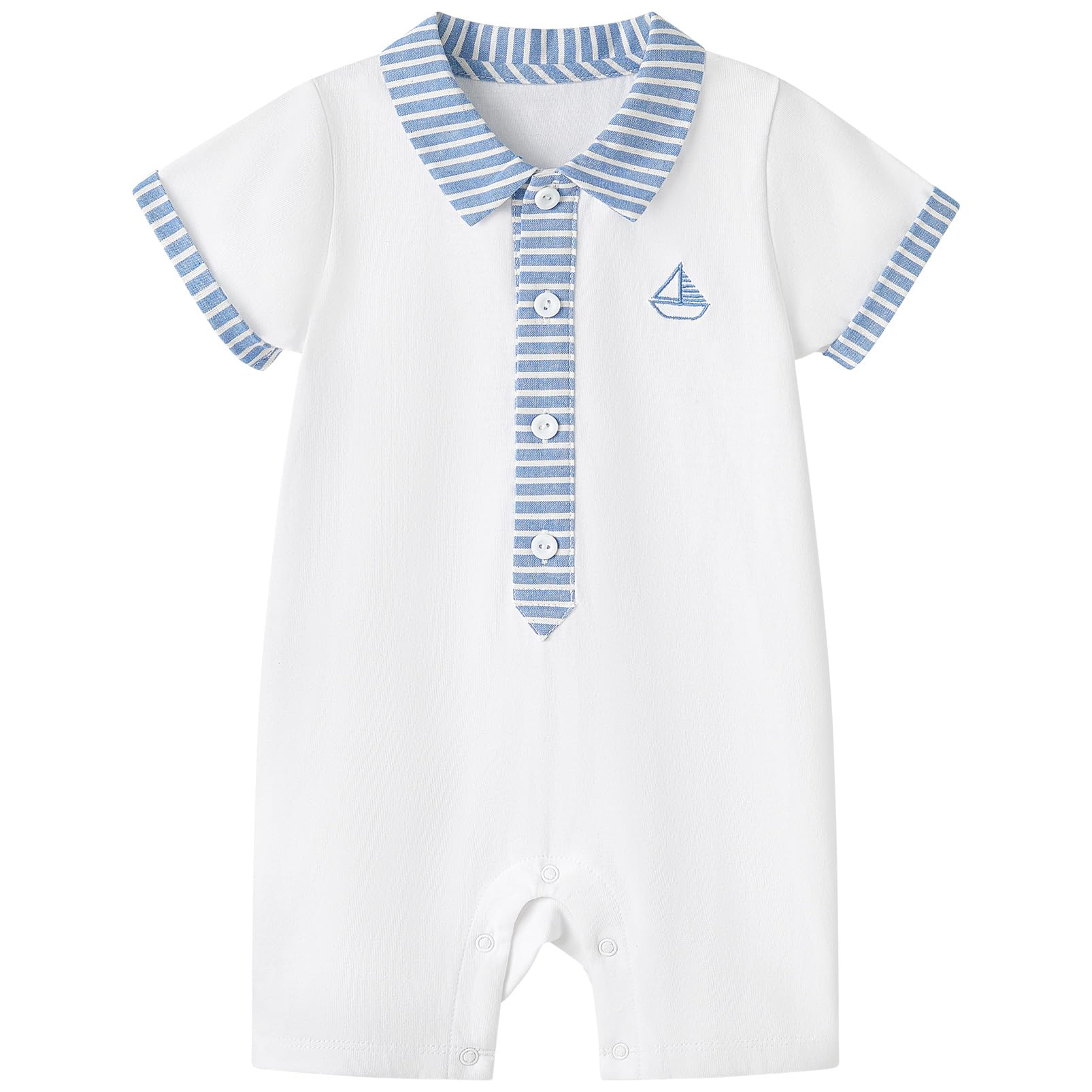 pureborn Baby Boys Girls Nautical Romper One-Piece Beach Outfit Summer Clothes 0-24 Months