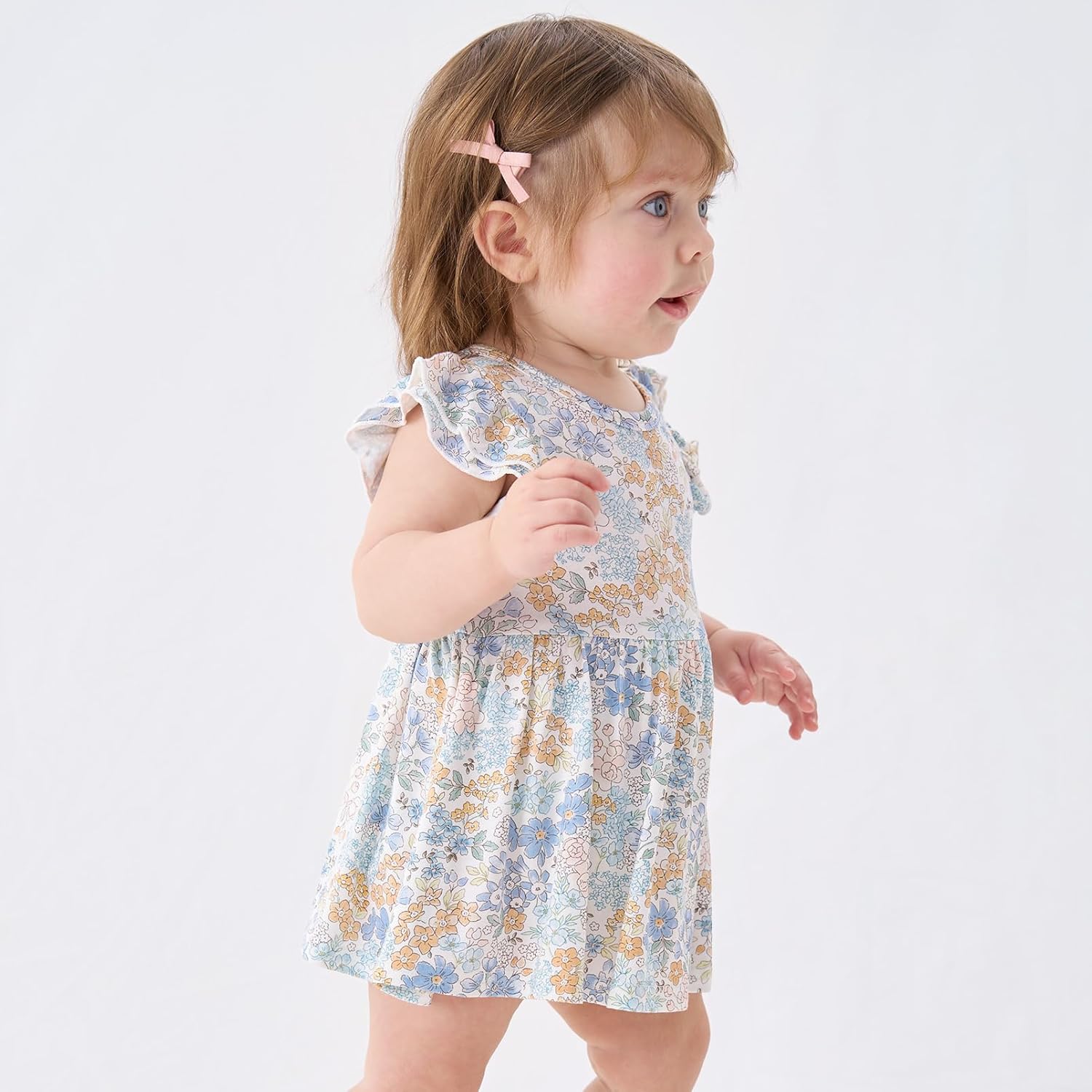 pureborn Baby GIrls Viscose from Bamboo Bodysuit Dress Ruffle Sleeve Romper Playwear Dresses 0-24M