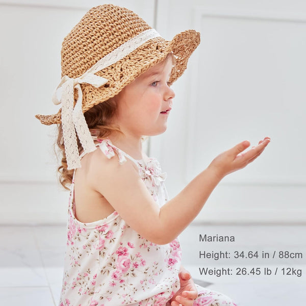 pureborn Baby Toddler Girls Straw Sun Hat Summer Beach Hat