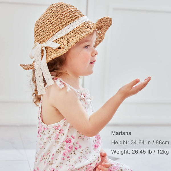 pureborn Baby Toddler Girls Straw Sun Hat Summer Beach Hat