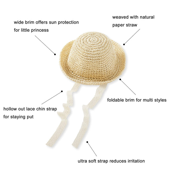 pureborn Baby Toddler Girls Straw Sun Hat Summer Beach Hat