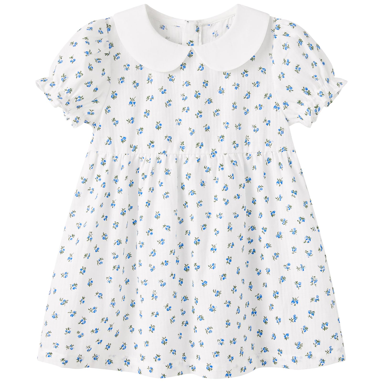 pureborn Baby Toddler Girl Woven Dress Short Sleeve Cotton Playwear Dresses 0-5T