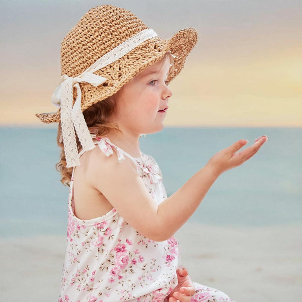 pureborn Baby Toddler Girls Straw Sun Hat Summer Beach Hat