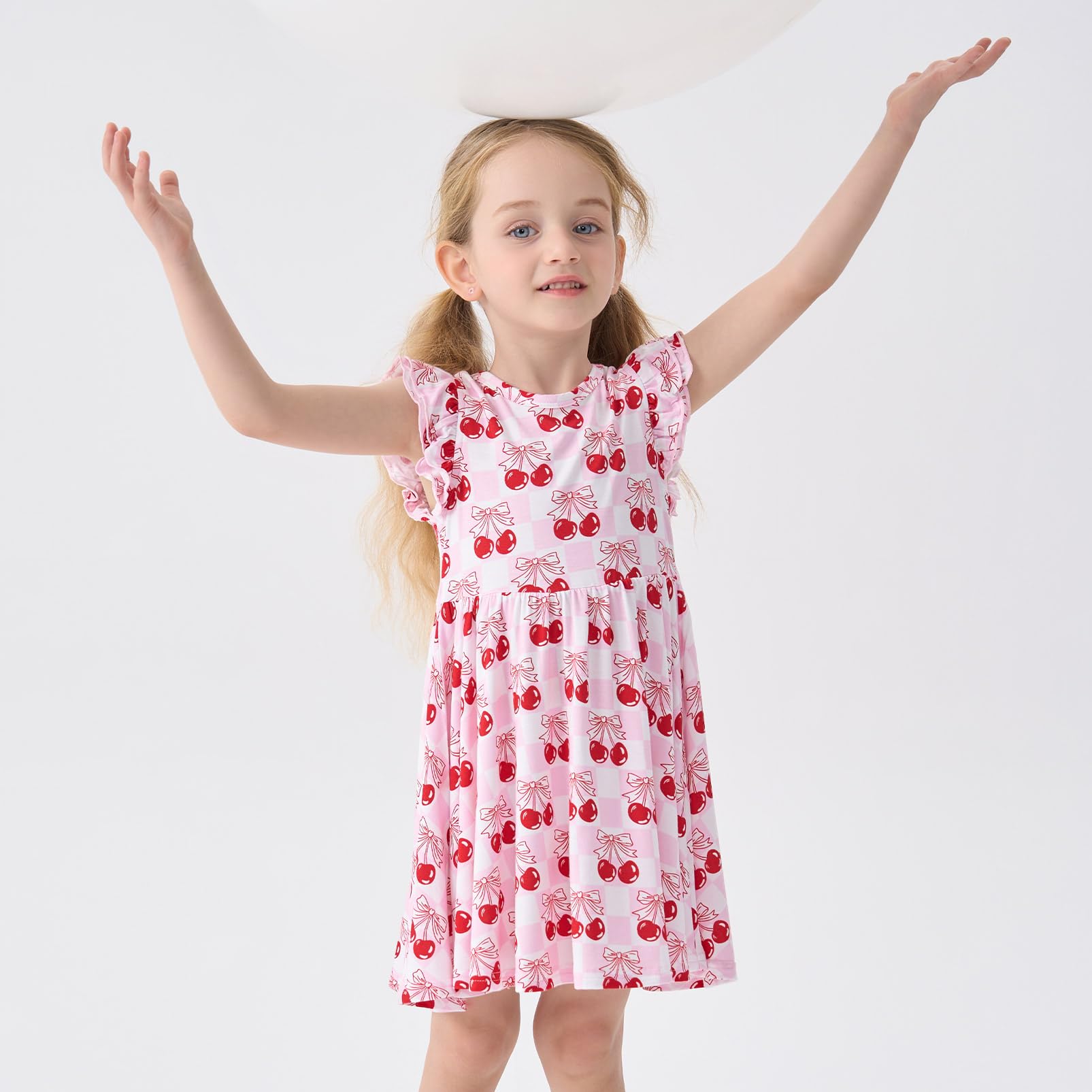 pureborn Baby Toddler Girl Viscose from Bamboo Dress Ruffled Sleeve 2-5T