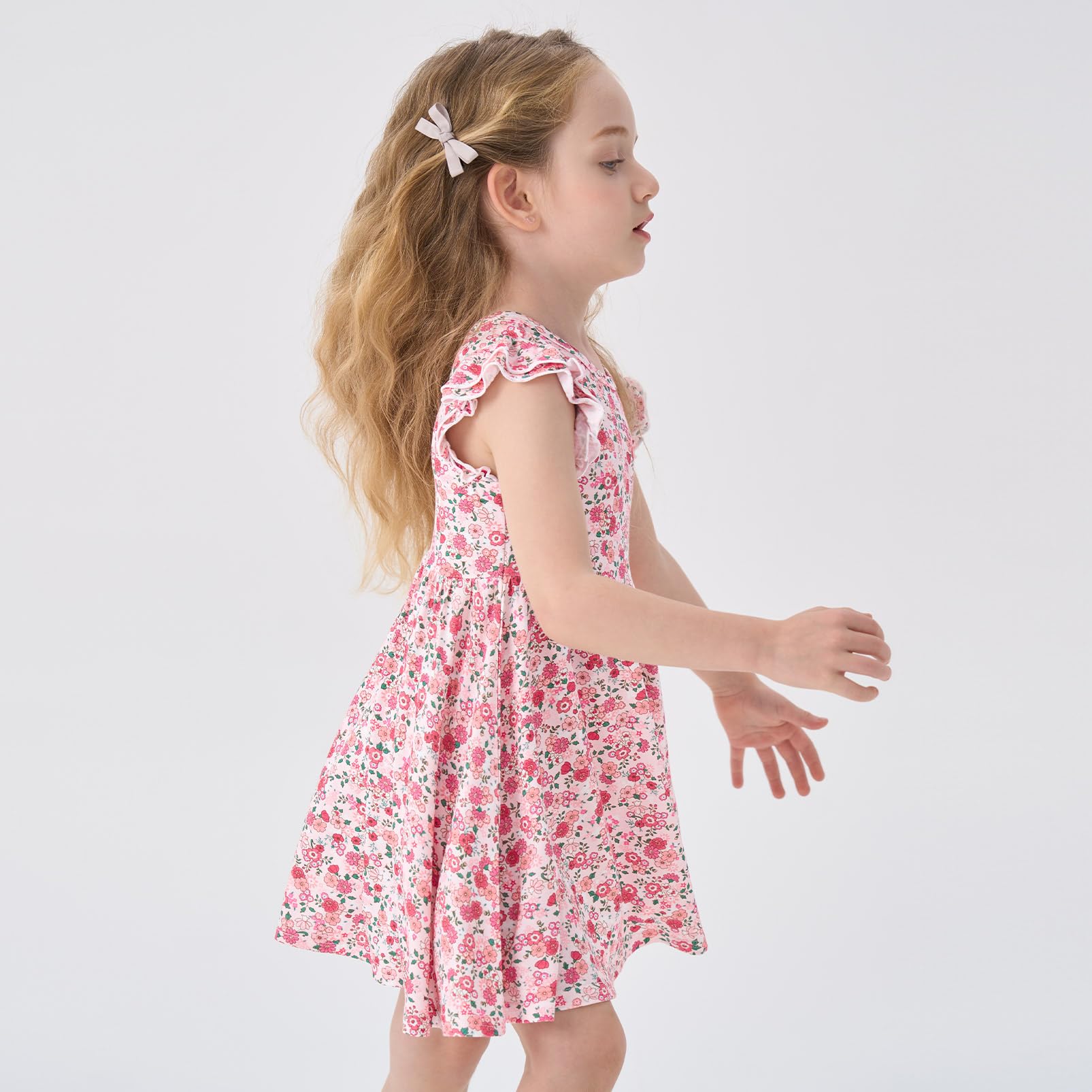 pureborn Baby Toddler Girl Viscose from Bamboo Dress Ruffled Sleeve 2-5T