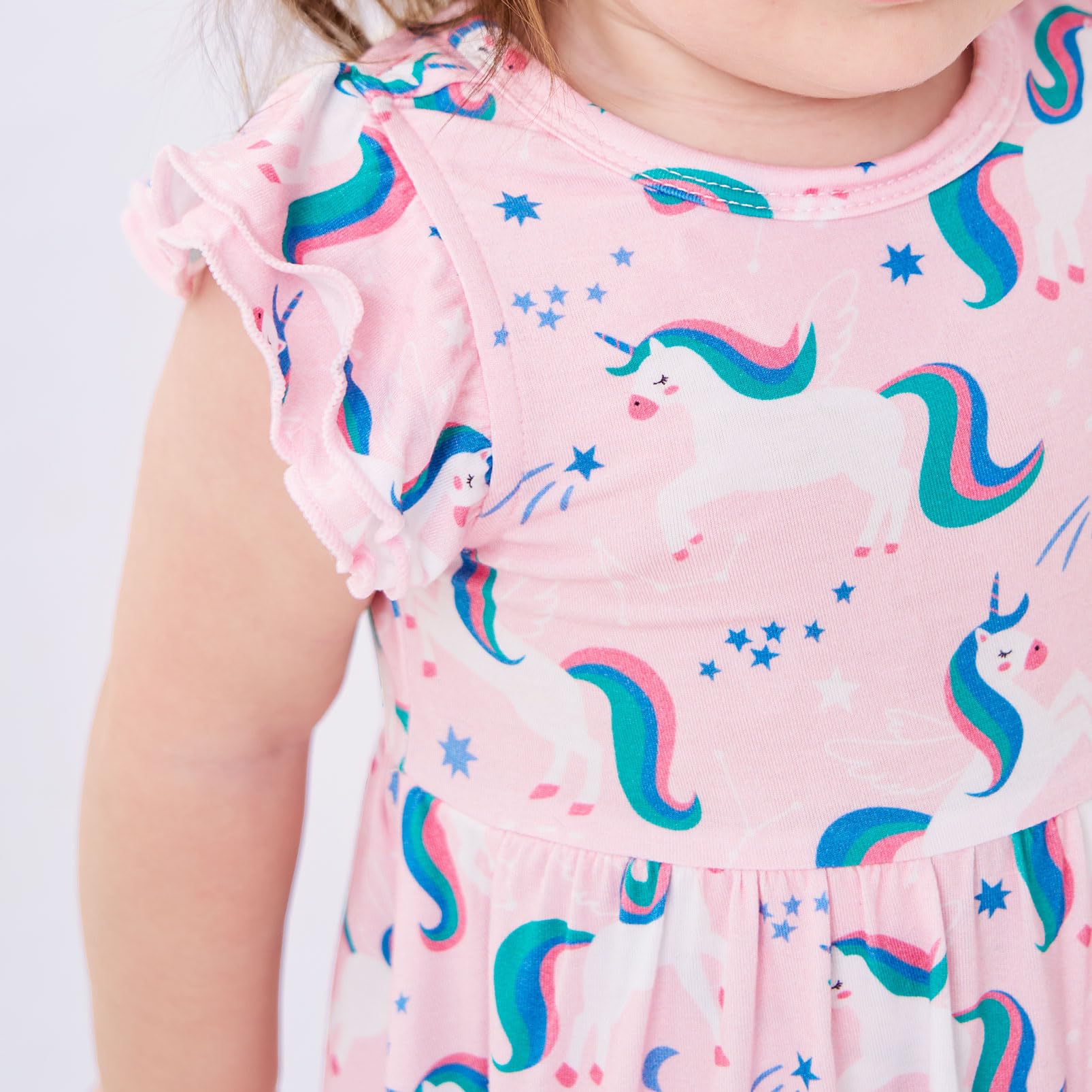 pureborn Baby GIrls Viscose from Bamboo Bodysuit Dress Ruffle Sleeve Romper Playwear Dresses 0-24M