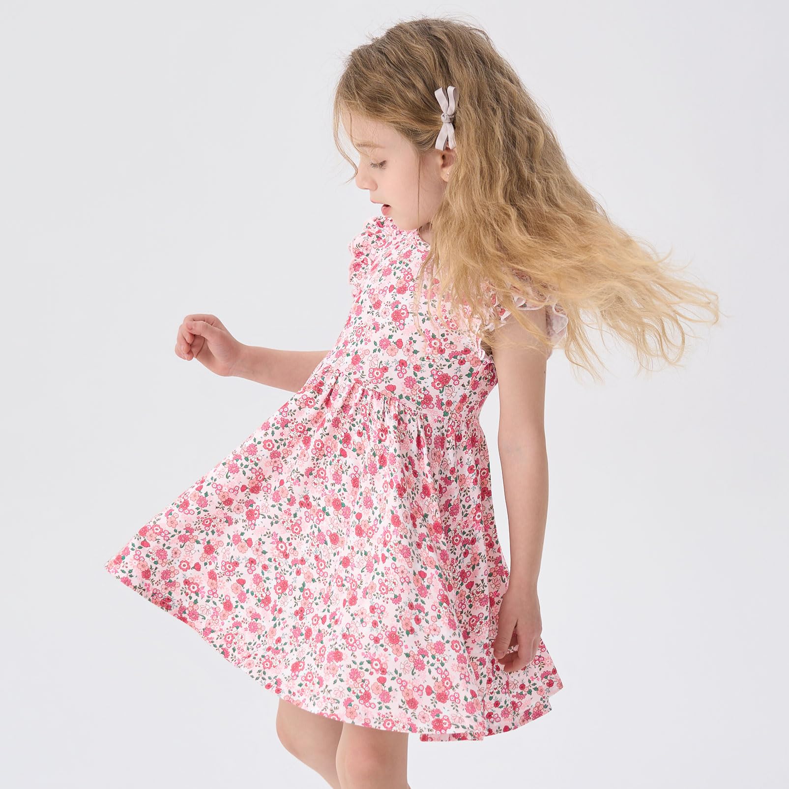 pureborn Baby Toddler Girl Viscose from Bamboo Dress Ruffled Sleeve 2-5T