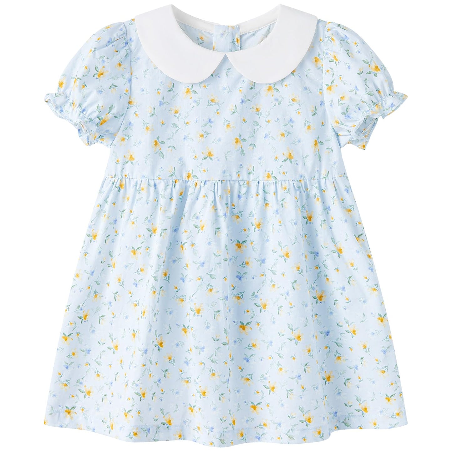 pureborn Baby Toddler Girl Woven Dress Short Sleeve Cotton Playwear Dresses 0-5T