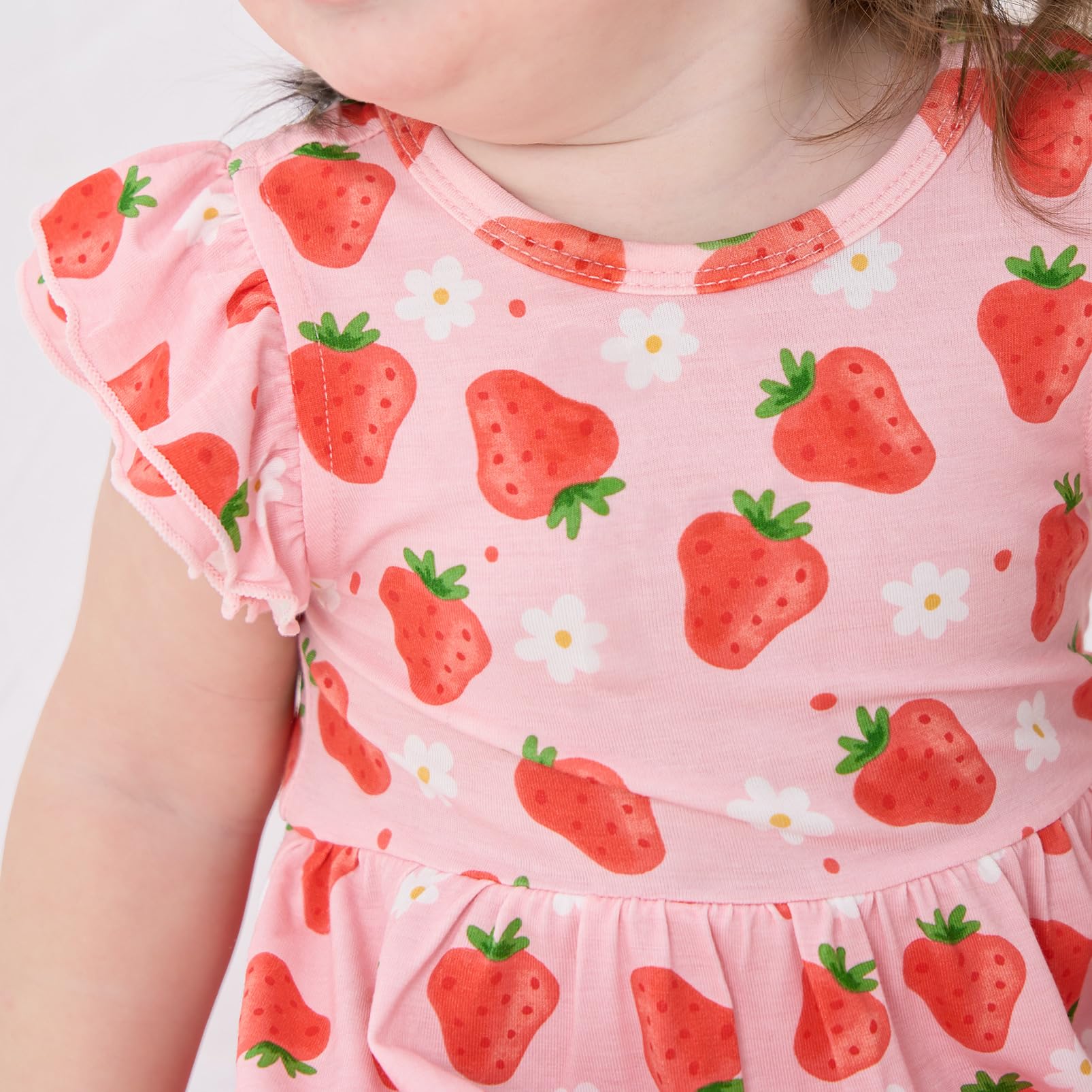 pureborn Baby GIrls Viscose from Bamboo Bodysuit Dress Ruffle Sleeve Romper Playwear Dresses 0-24M