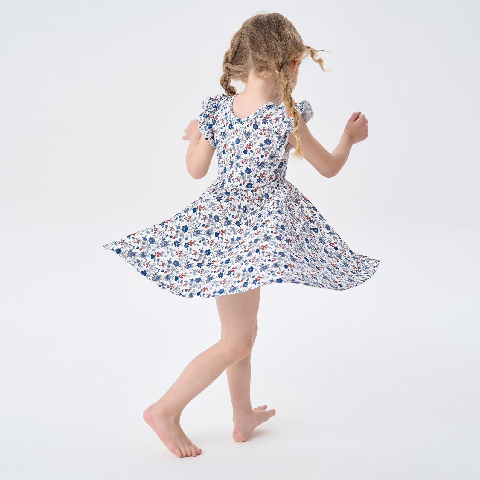 pureborn Baby Toddler Girl Viscose from Bamboo Dress Ruffled Sleeve 2-5T