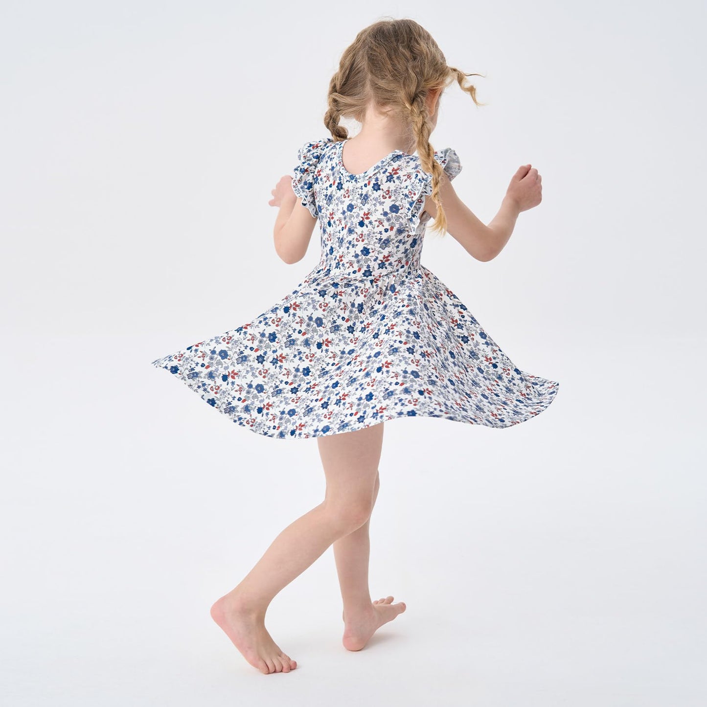 pureborn Baby Toddler Girl Viscose from Bamboo Dress Ruffled Sleeve 2-5T
