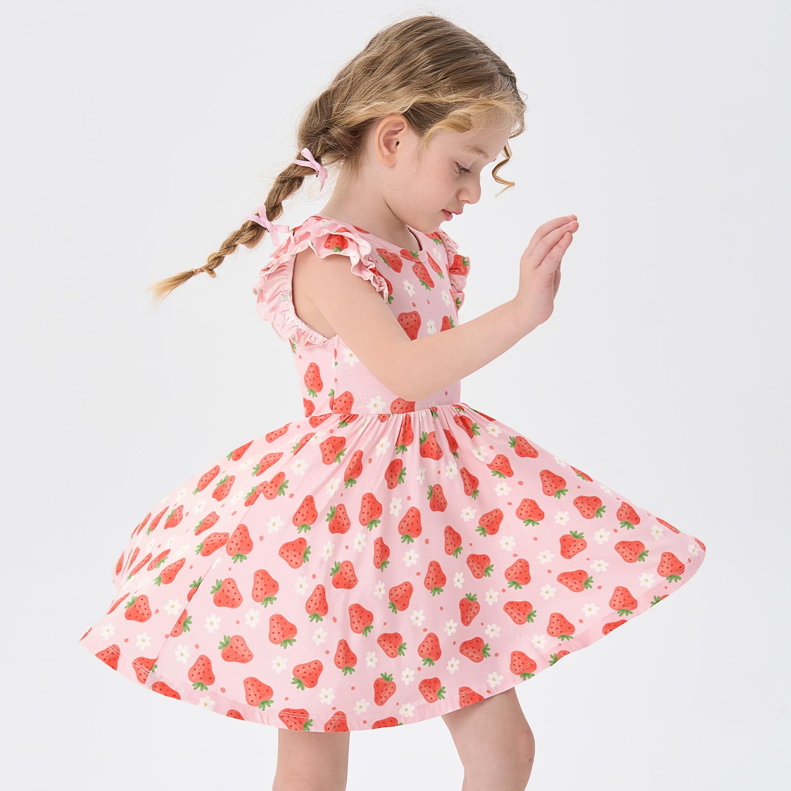 pureborn Baby Toddler Girl Viscose from Bamboo Dress Ruffled Sleeve 2-5T